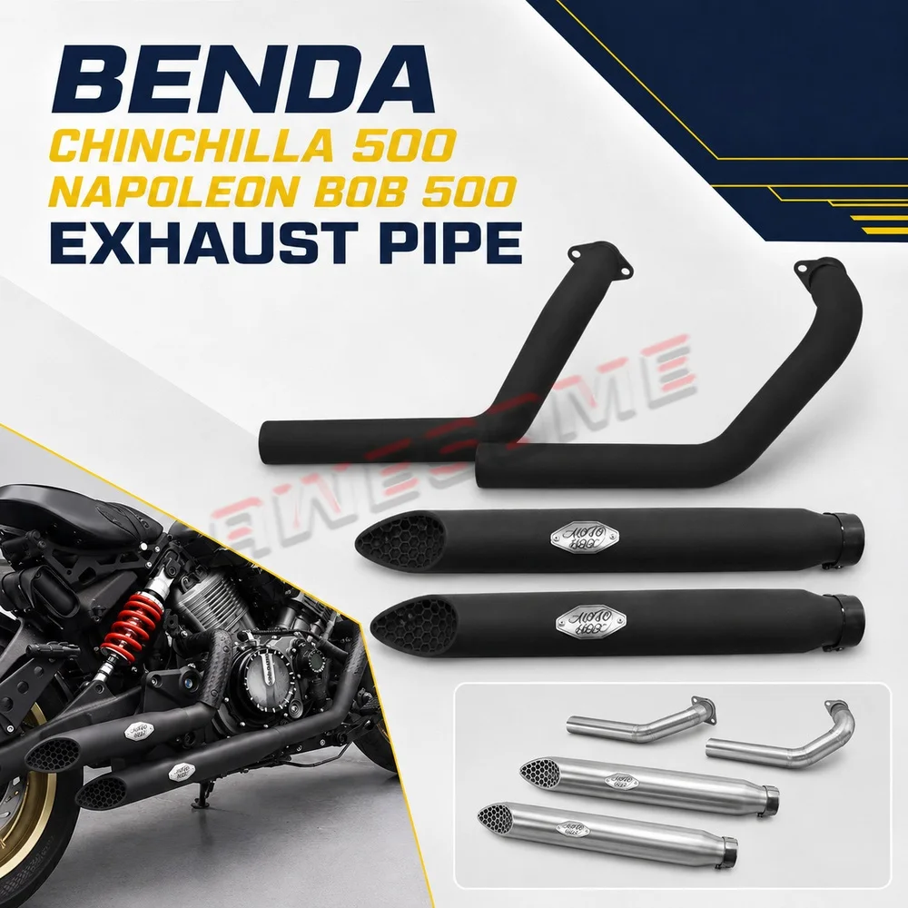 Various Styles of Black and Silver Exhaust Pipes For Fit BENDA NAPOLEON BOB 500 CHINCHILLA 500
Various Styles of Black and Silver Exhaust Pipes For Fit BENDA NAPOLEON BOB 500 CHINCHILLA 500