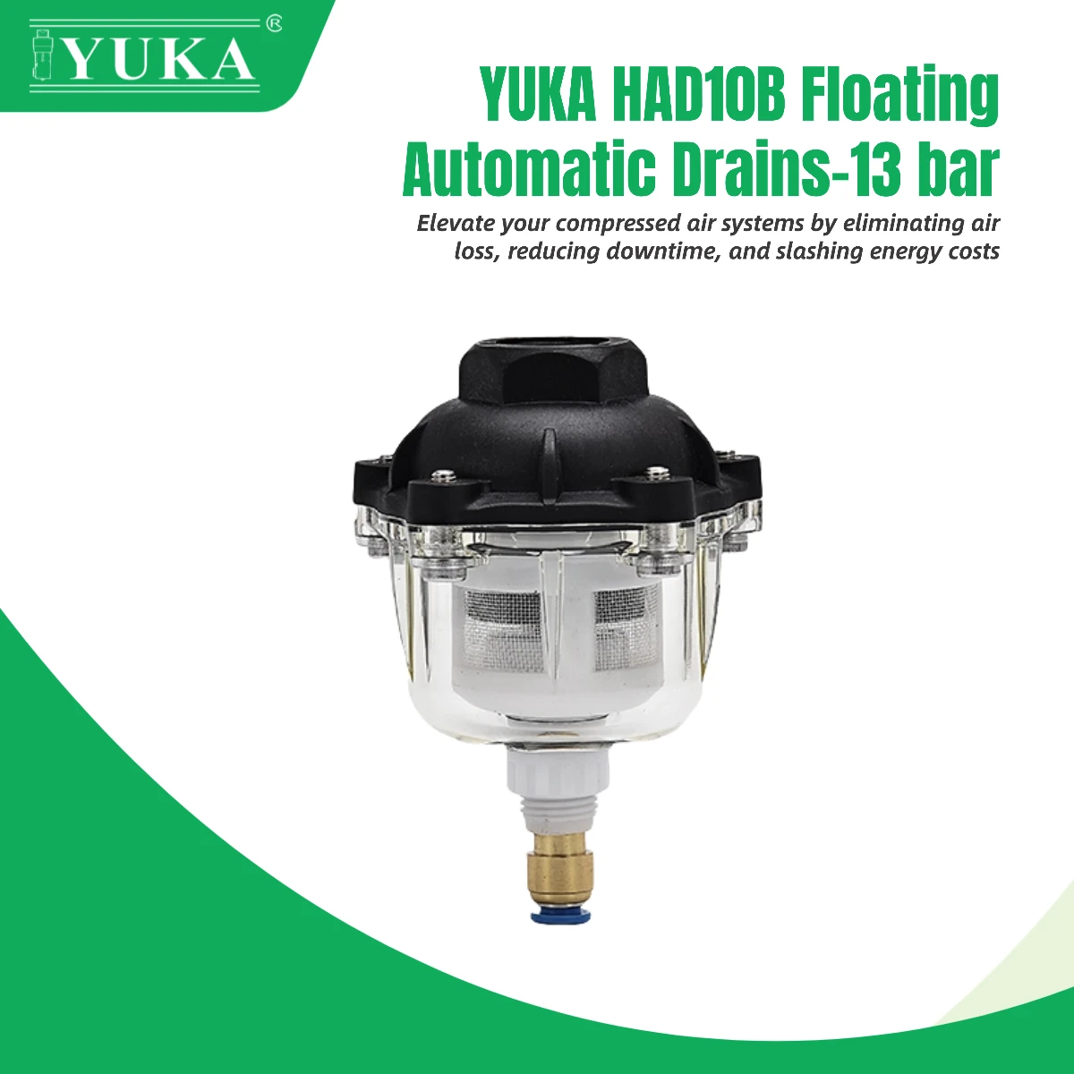 YUKA HAD10B Автоматические сливы конденсата с нулевыми потерями воздуха 1/2 дюйма для воздушных компрессоров емкостью 84 литра в час
YUKA HAD10B Автоматические сливы конденсата с нулевыми потерями воздуха 1/2 дюйма для воздушных компрессоров емкостью 84 литра в час
