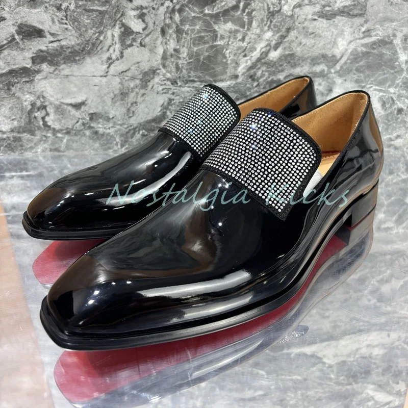 Formal Black Patent Leather Sparkly Loafers Rhinestones Crystal Encrusted Slip On Dress Shoes Party Cowhide Men's Wedding Shoes
Formal Black Patent Leather Sparkly Loafers Rhinestones Crystal Encrusted Slip On Dress Shoes Party Cowhide Men's Wedding Shoes