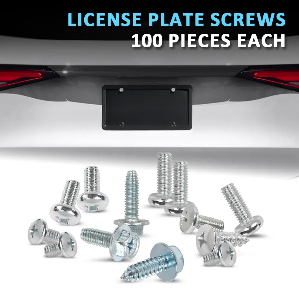 800 шт. Винты для номерных знаков (100 штук / 8 разных) Подходит для автоинтертей Серебряный железный передний и задний прочный прочный автомобильный автомобиль
800 шт. Винты для номерных знаков (100 штук / 8 разных) Подходит для автоинтертей Серебряный железный передний и задний прочный прочный автомобильный автомобиль