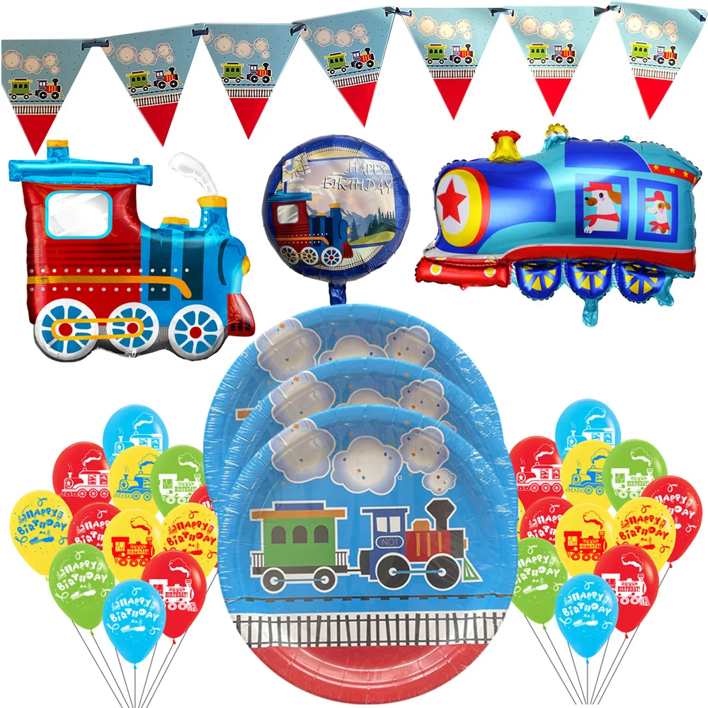 Train Birthday Decorations Cars Tableware for All Aboard Railroad Disposable Paper Plates Train Foil Balloon Supplies
Train Birthday Decorations Cars Tableware for All Aboard Railroad Disposable Paper Plates Train Foil Balloon Supplies