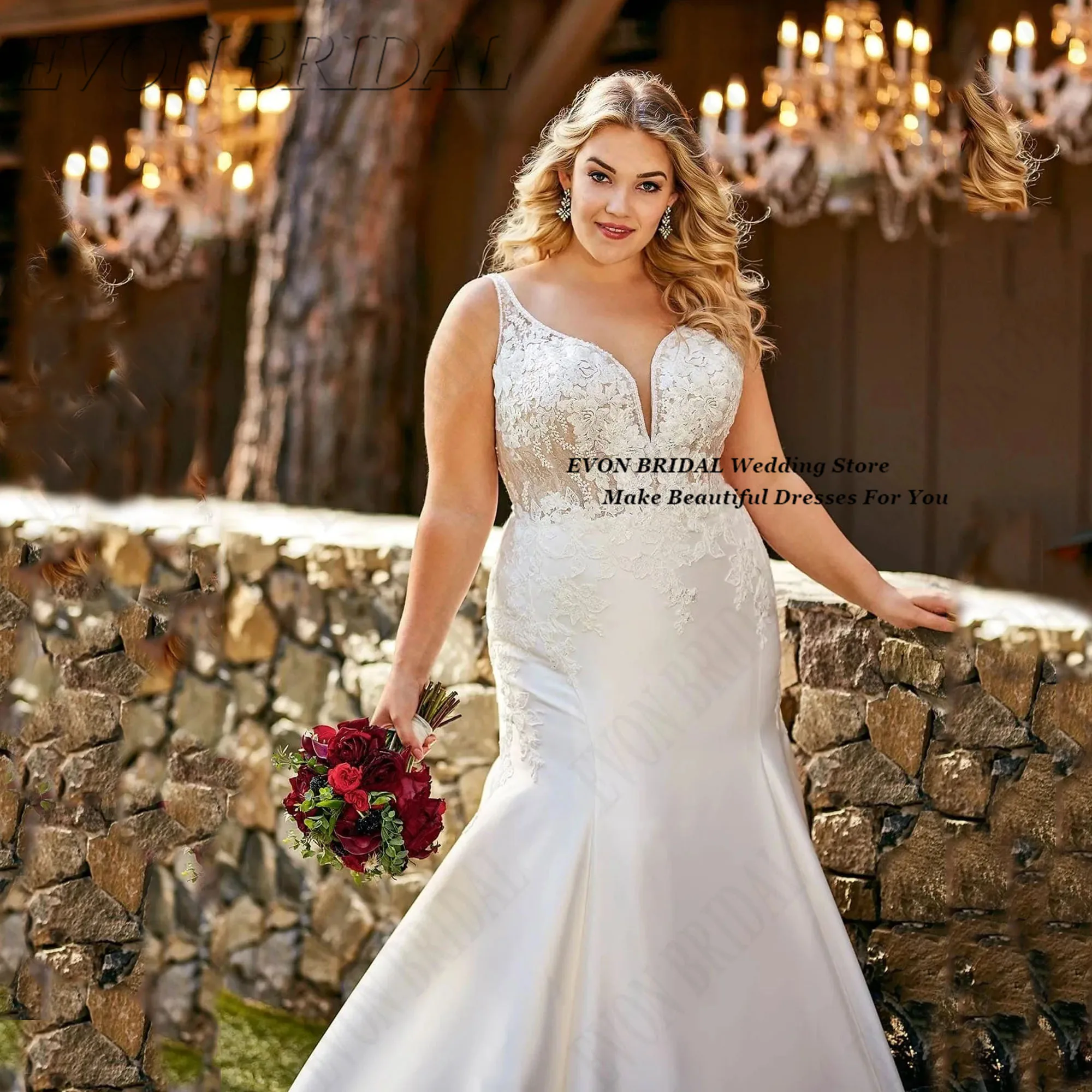 V-Neck Mermaid Wedding Dress Plus Size 2025 New Backless Party Gown With Small Train Appliques Bride Dress EVON BRIDAL Customize
V-Neck Mermaid Wedding Dress Plus Size 2025 New Backless Party Gown With Small Train Appliques Bride Dress EVON BRIDAL Customize