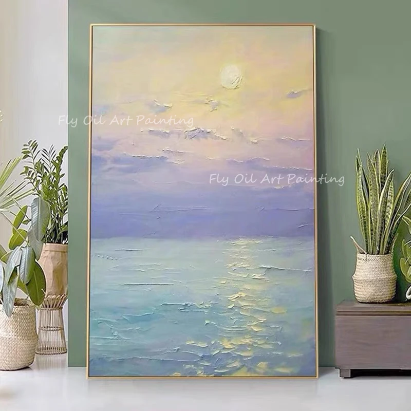 Abstract 100% Hand Painted purple and light blue ocean seascape with sunrise Oil Painting Grey Canvas Large Size Thick Picture
Abstract 100% Hand Painted purple and light blue ocean seascape with sunrise Oil Painting Grey Canvas Large Size Thick Picture