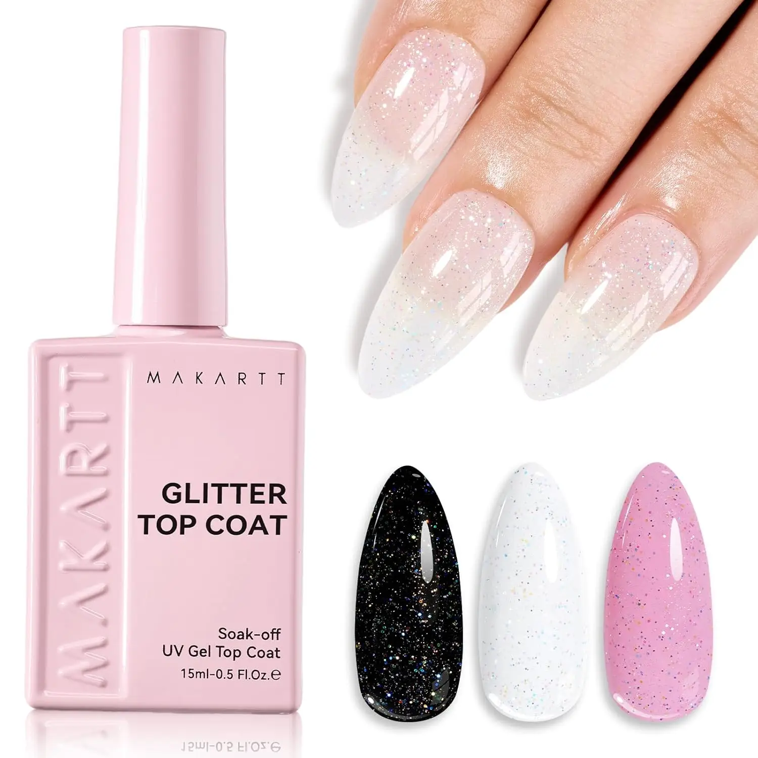 Makartt Glitter Gel Top Coat 2 in 1 No Wipe Clear Top Coat Glitter Shiny Effect 15ml Soak Off UV LED Nail Polish DIY Salon
Makartt Glitter Gel Top Coat 2 in 1 No Wipe Clear Top Coat Glitter Shiny Effect 15ml Soak Off UV LED Nail Polish DIY Salon