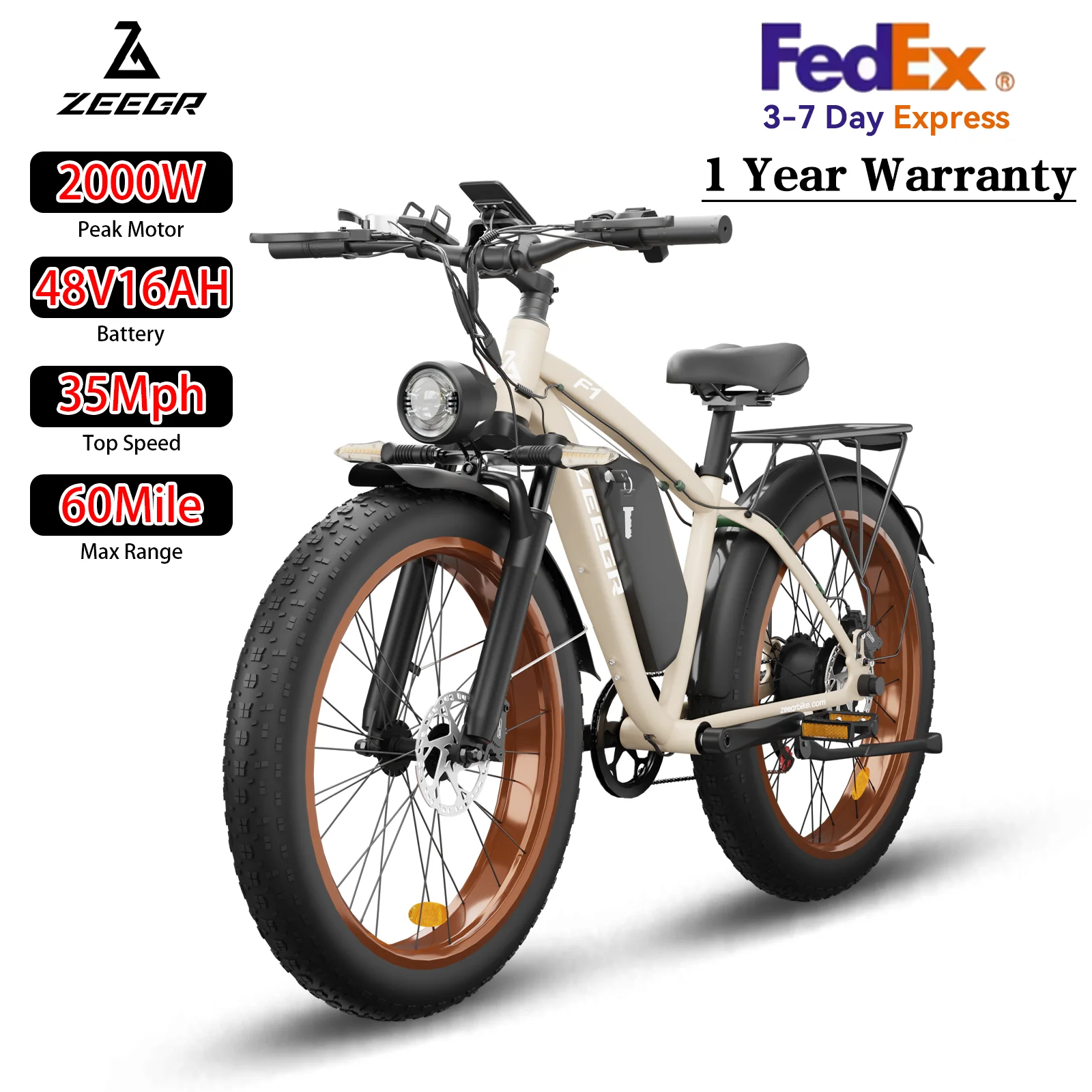 ZEEGR F1 1000W Electric Bike 26 Inch Tire 48V 16AH Removable Battery Full Suspension Long Range E-Bike for Commute & Outdoor
ZEEGR F1 1000W Electric Bike 26 Inch Tire 48V 16AH Removable Battery Full Suspension Long Range E-Bike for Commute & Outdoor