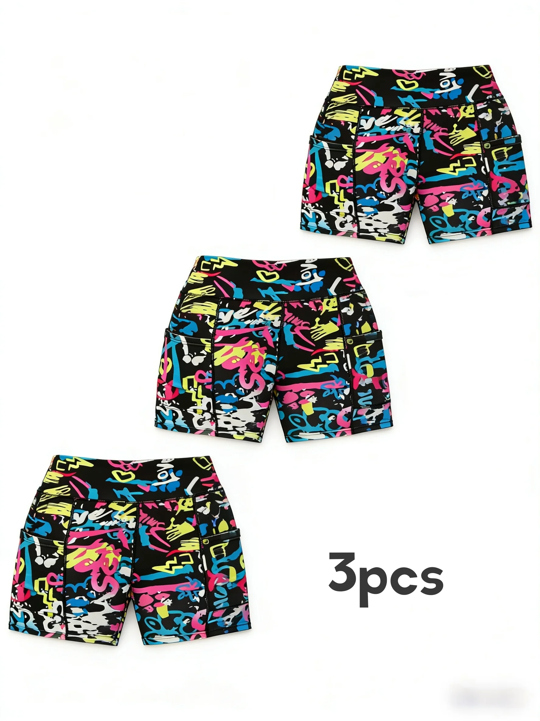 3pcs Women's Printed Yoga Shorts, With Side Pockets, Soft Fabric, Suitable For Indoor Workouts And Outdoor Sports
3pcs Women's Printed Yoga Shorts, With Side Pockets, Soft Fabric, Suitable For Indoor Workouts And Outdoor Sports
