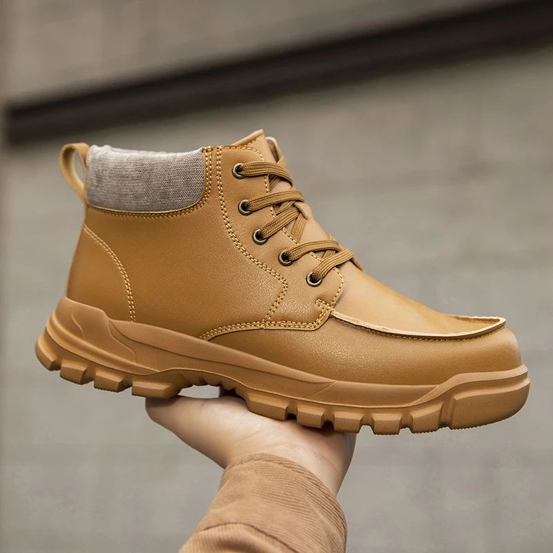 Men's Lace Up Work Boots, Non Slip Chunky Sole Ankle Boots, Durable Casual Outdoor Commuting Shoes
Men's Lace Up Work Boots, Non Slip Chunky Sole Ankle Boots, Durable Casual Outdoor Commuting Shoes