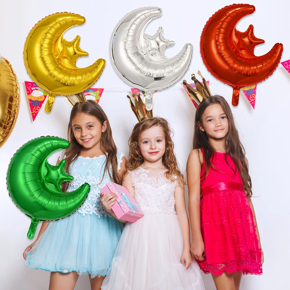 Moon Star Foil Mylar Balloons for Ramadan Eid Mubarak Birthday Party Decoration Helium inflation Globos Photo Props Supplies
Moon Star Foil Mylar Balloons for Ramadan Eid Mubarak Birthday Party Decoration Helium inflation Globos Photo Props Supplies