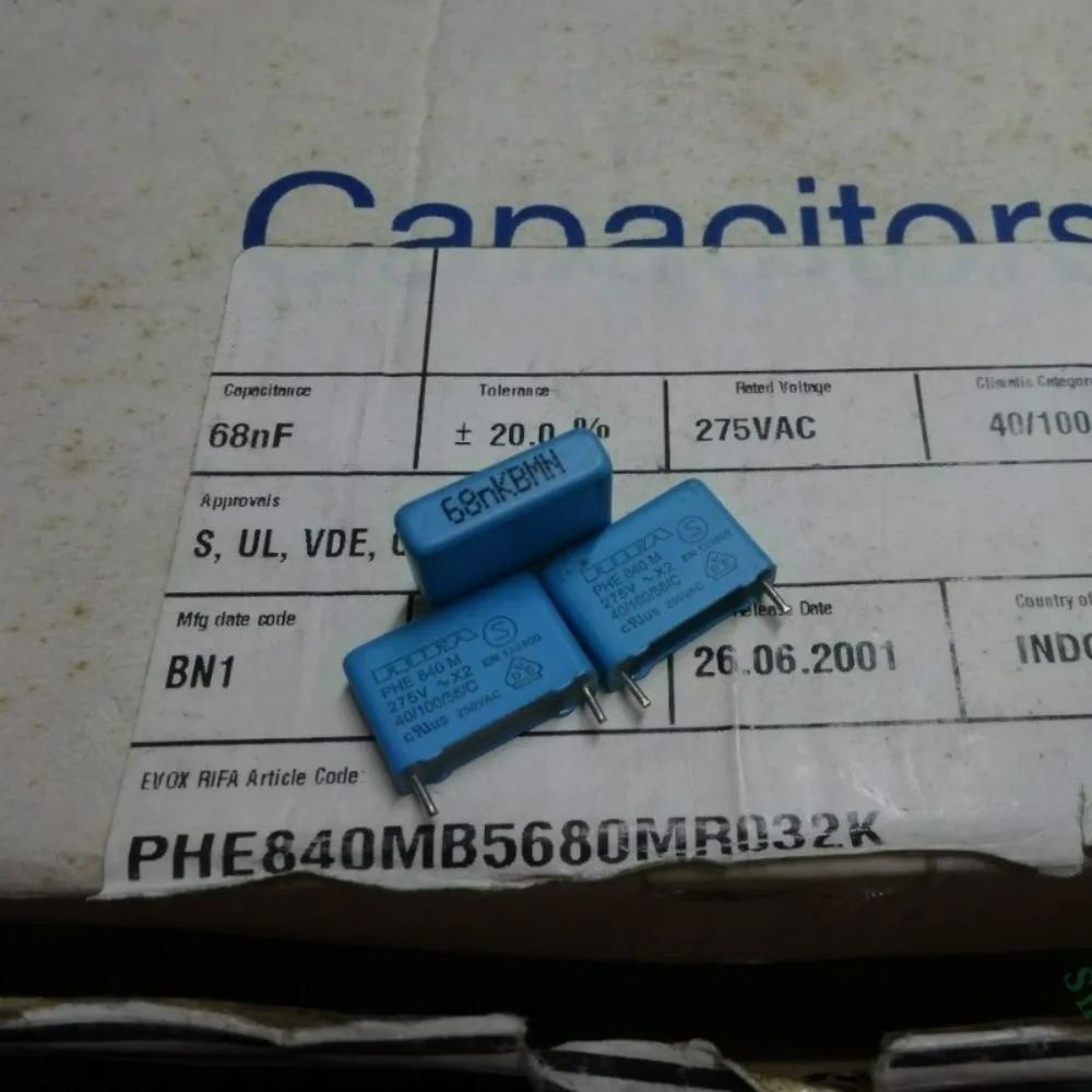 10pcs/lot RIFA PHE840 0.068uf 275VAC 68NF 683 K Brand New 15mm Film Capacitor PHE840MB5680MR032K
10pcs/lot RIFA PHE840 0.068uf 275VAC 68NF 683 K Brand New 15mm Film Capacitor PHE840MB5680MR032K