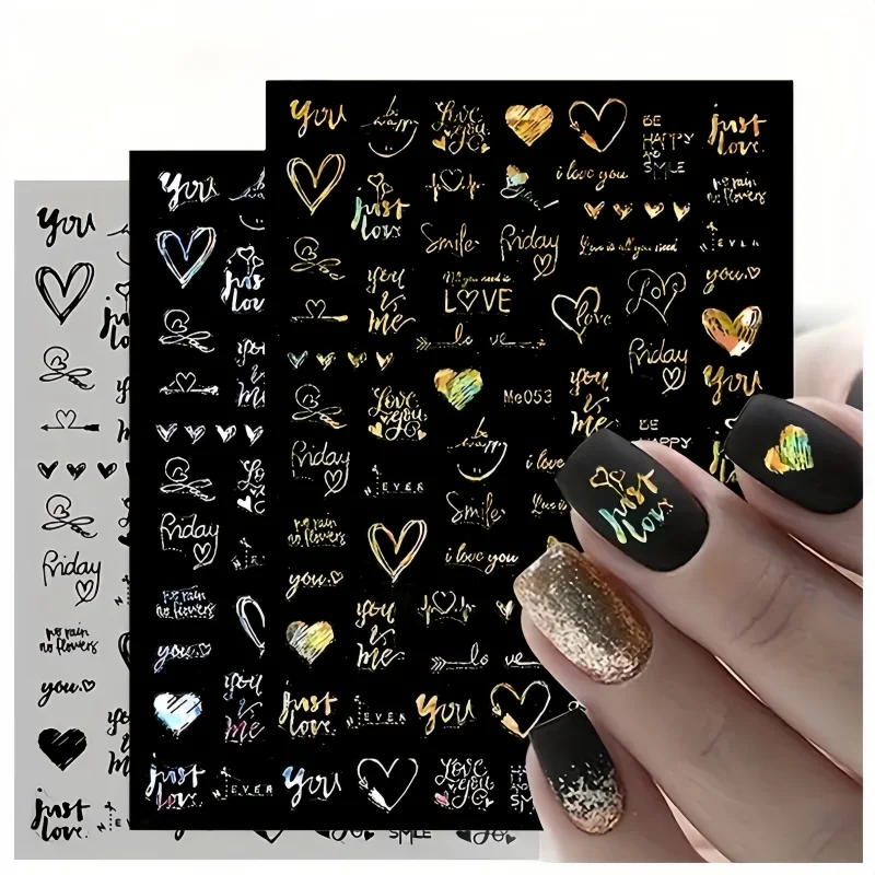 1PCS Holographic Laser Heart Shape Nail Sticker 3D Self-adhesive Gold Silver And Black Valentine's Day Butterfly Flowers Sticker
1PCS Holographic Laser Heart Shape Nail Sticker 3D Self-adhesive Gold Silver And Black Valentine's Day Butterfly Flowers Sticker
