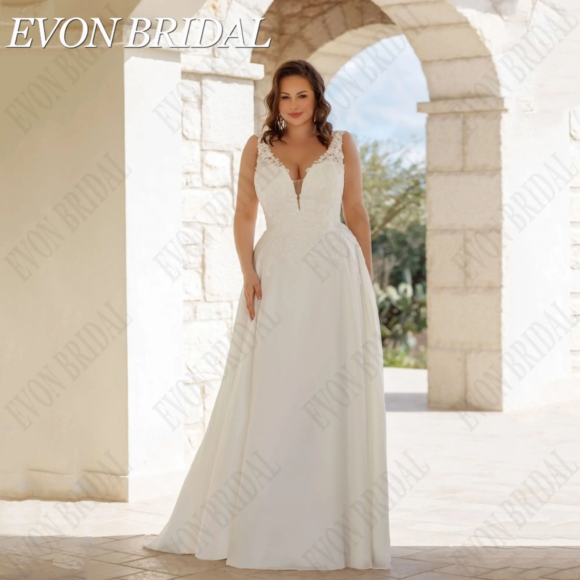 EVON BRIDAL Boho V Neck Wedding Dress Plus Size Chiffon Sleeveless Bride Dresses Applique Backless Wedding Gowns Custom Made
EVON BRIDAL Boho V Neck Wedding Dress Plus Size Chiffon Sleeveless Bride Dresses Applique Backless Wedding Gowns Custom Made