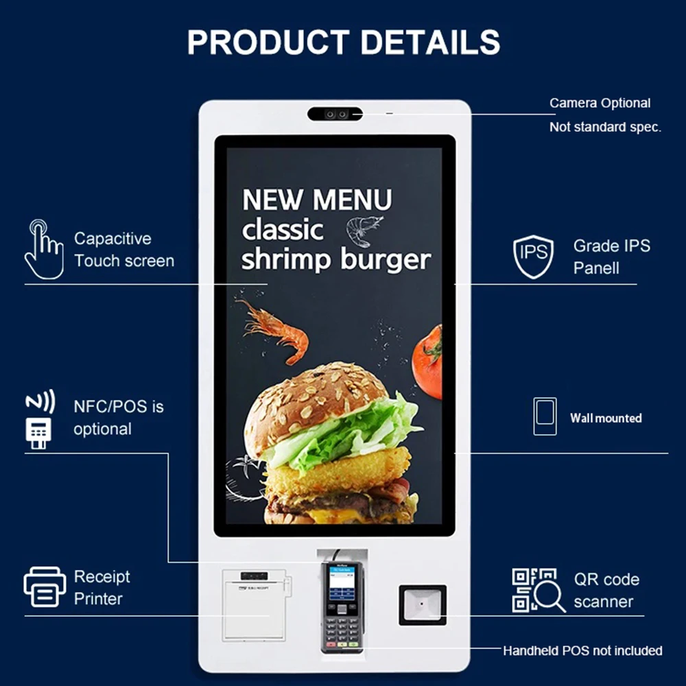 24" | 32-дюймовый самозаказ KIOSK, самообслуживающийся киоск для ресторанов Android или окон, принтер, скребок, портативный держатель POS
24" | 32-дюймовый самозаказ KIOSK, самообслуживающийся киоск для ресторанов Android или окон, принтер, скребок, портативный держатель POS