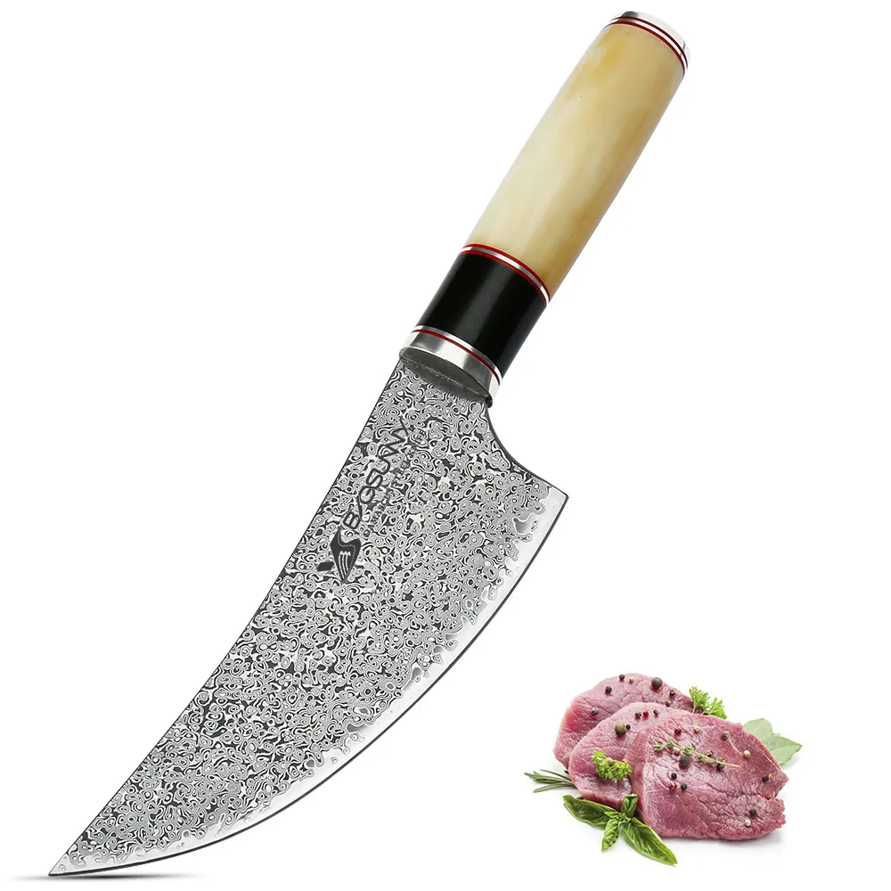 BIGSUNNY Handmade Butcher knife, Meat Knife - Damascus Steel - 6.4Inch Blade - Camel Bone Handle
BIGSUNNY Handmade Butcher knife, Meat Knife - Damascus Steel - 6.4Inch Blade - Camel Bone Handle