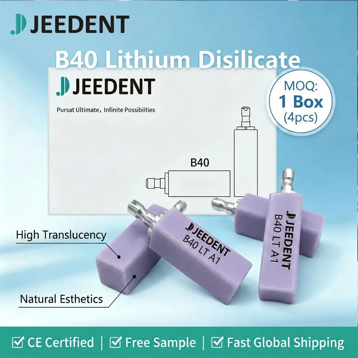 4pcs B40 Lithium Disilicate Dental Glass Ceramic Blocks HT LT for Sirona Cerec CAD CAM Milling Lab Materials Veneer Crowns
4pcs B40 Lithium Disilicate Dental Glass Ceramic Blocks HT LT for Sirona Cerec CAD CAM Milling Lab Materials Veneer Crowns
