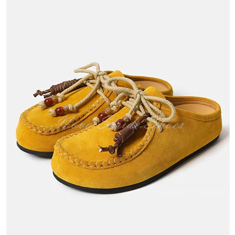 Yellow Suede Mules Women's Shoes Casual Flat Heel Loafers Tassel Lace Beads Decor Breathable Slip On Comfortable Casual Footwear
Yellow Suede Mules Women's Shoes Casual Flat Heel Loafers Tassel Lace Beads Decor Breathable Slip On Comfortable Casual Footwear