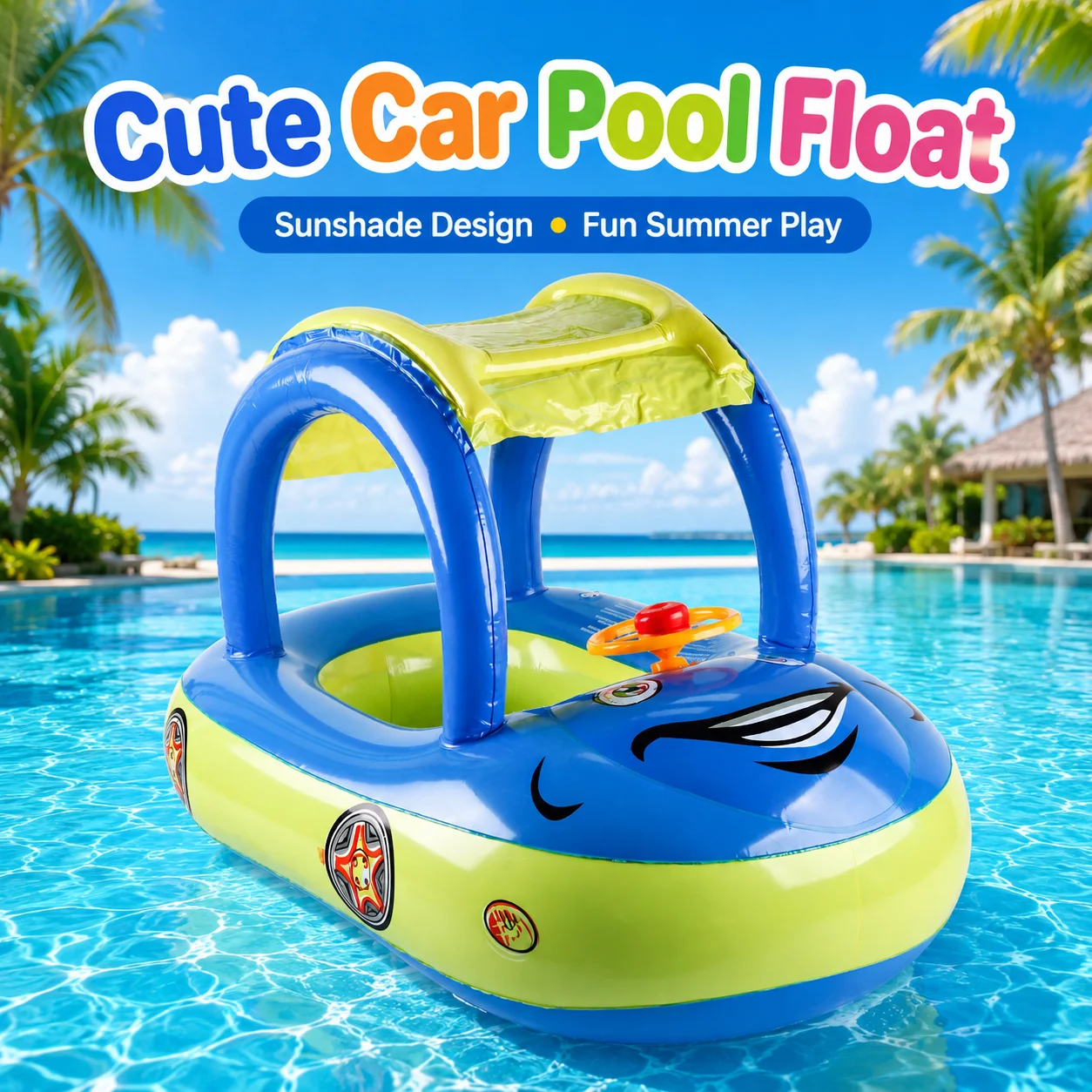1PC Float with Canopy, Summer Steering Wheel Sunshade Swim Ring Car, Inflatable Toys Infants Float Seat Boat for Toddlers
1PC Float with Canopy, Summer Steering Wheel Sunshade Swim Ring Car, Inflatable Toys Infants Float Seat Boat for Toddlers