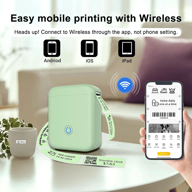 P11Bluetooth Мини-термоэтикетка, возможность печати непрерывной наклейки, многоцелевой принтер для офиса, дома и кухни
P11Bluetooth Мини-термоэтикетка, возможность печати непрерывной наклейки, многоцелевой принтер для офиса, дома и кухни