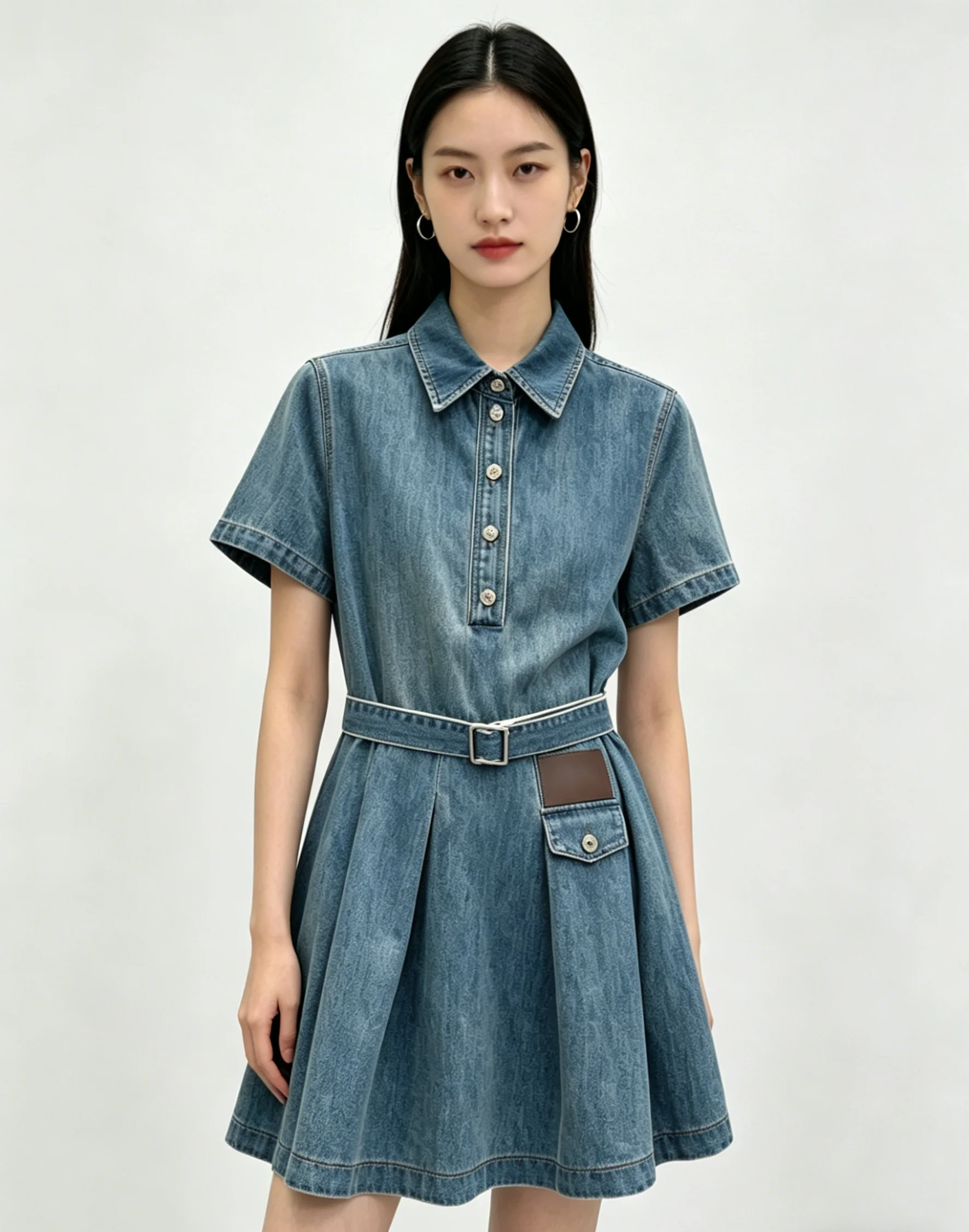 26SS New Spring/Summer Women's A-Line Washed Denim Midi Dress with Waistline Closure LH53
26SS New Spring/Summer Women's A-Line Washed Denim Midi Dress with Waistline Closure LH53