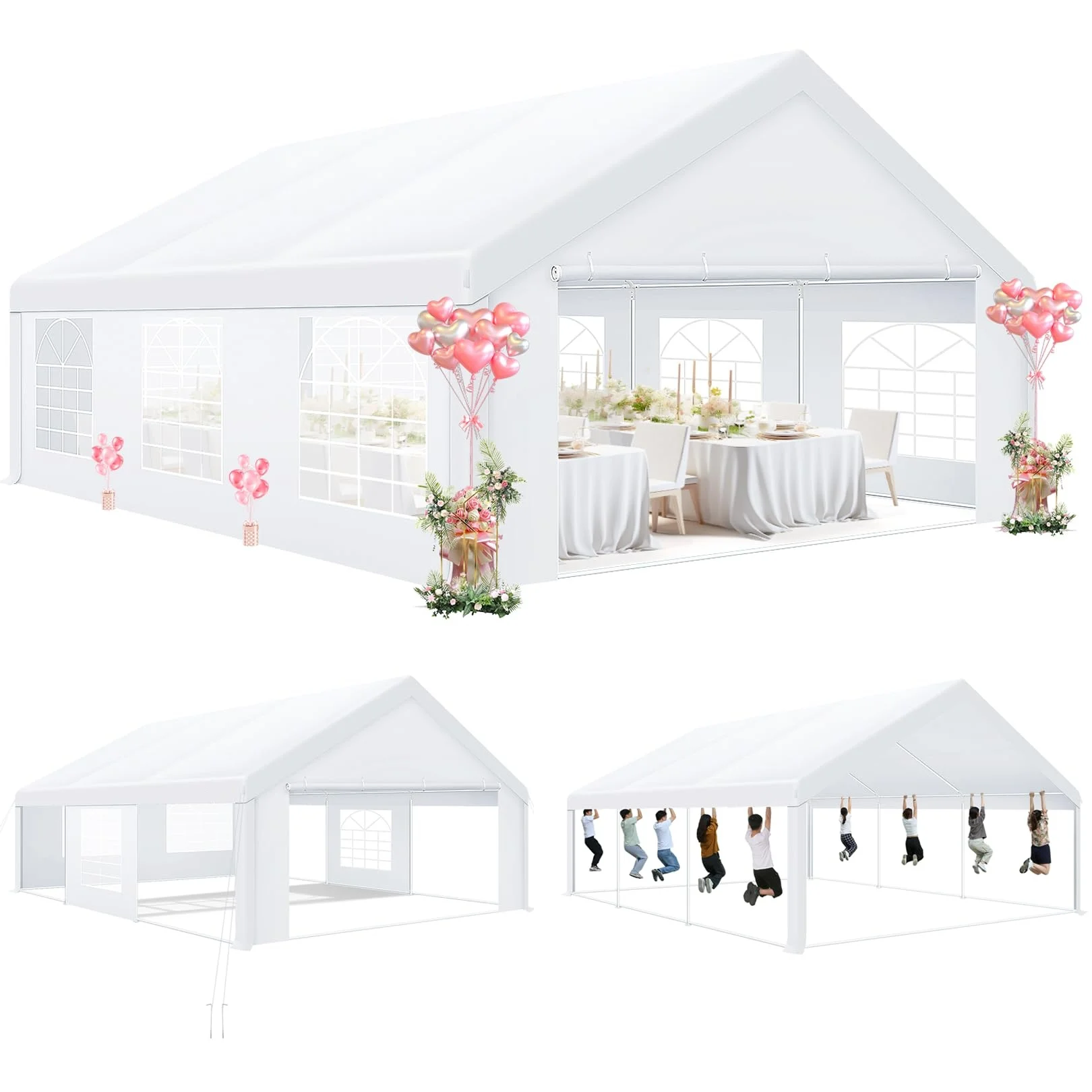 20x20ft Party Tent Heavy Duty Canopy Tent With 4 Removable Sidewalls 4 Built-In Sandbags Commercial Wedding Large Gazebo UV 50+ Waterproof White Pavilion Sunshade Shelter
20x20ft Party Tent Heavy Duty Canopy Tent With 4 Removable Sidewalls 4 Built-In Sandbags Commercial Wedding Large Gazebo UV 50+ Waterproof White Pavilion Sunshade Shelter