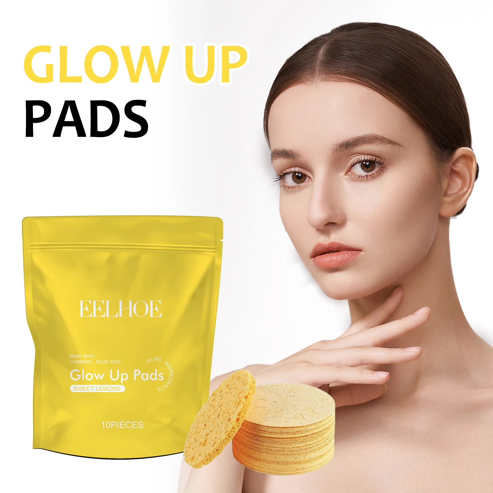 Eelhoe 10pcs Turmeric Cleansing Pads Exfoliating Face Brighten Skin Tone Oil Control Shrink Pores Remove Dirt Glowing Facial Pad
Eelhoe 10pcs Turmeric Cleansing Pads Exfoliating Face Brighten Skin Tone Oil Control Shrink Pores Remove Dirt Glowing Facial Pad