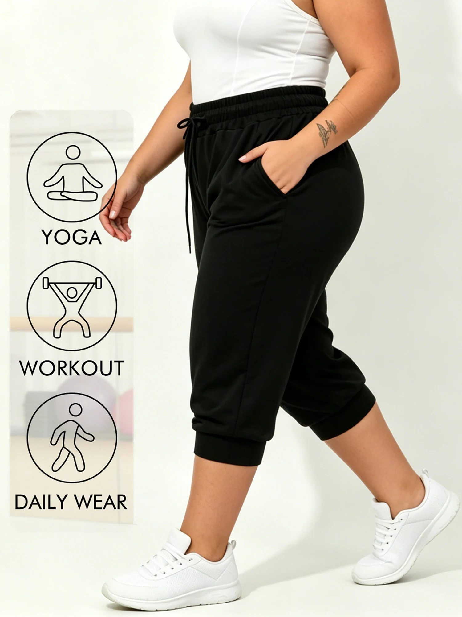 Plus Size Jogger Women's Jogger Track Cuff Sweatpants with Pockets for Yoga, Workout Women's Capri Pocket Sweatpants
Plus Size Jogger Women's Jogger Track Cuff Sweatpants with Pockets for Yoga, Workout Women's Capri Pocket Sweatpants