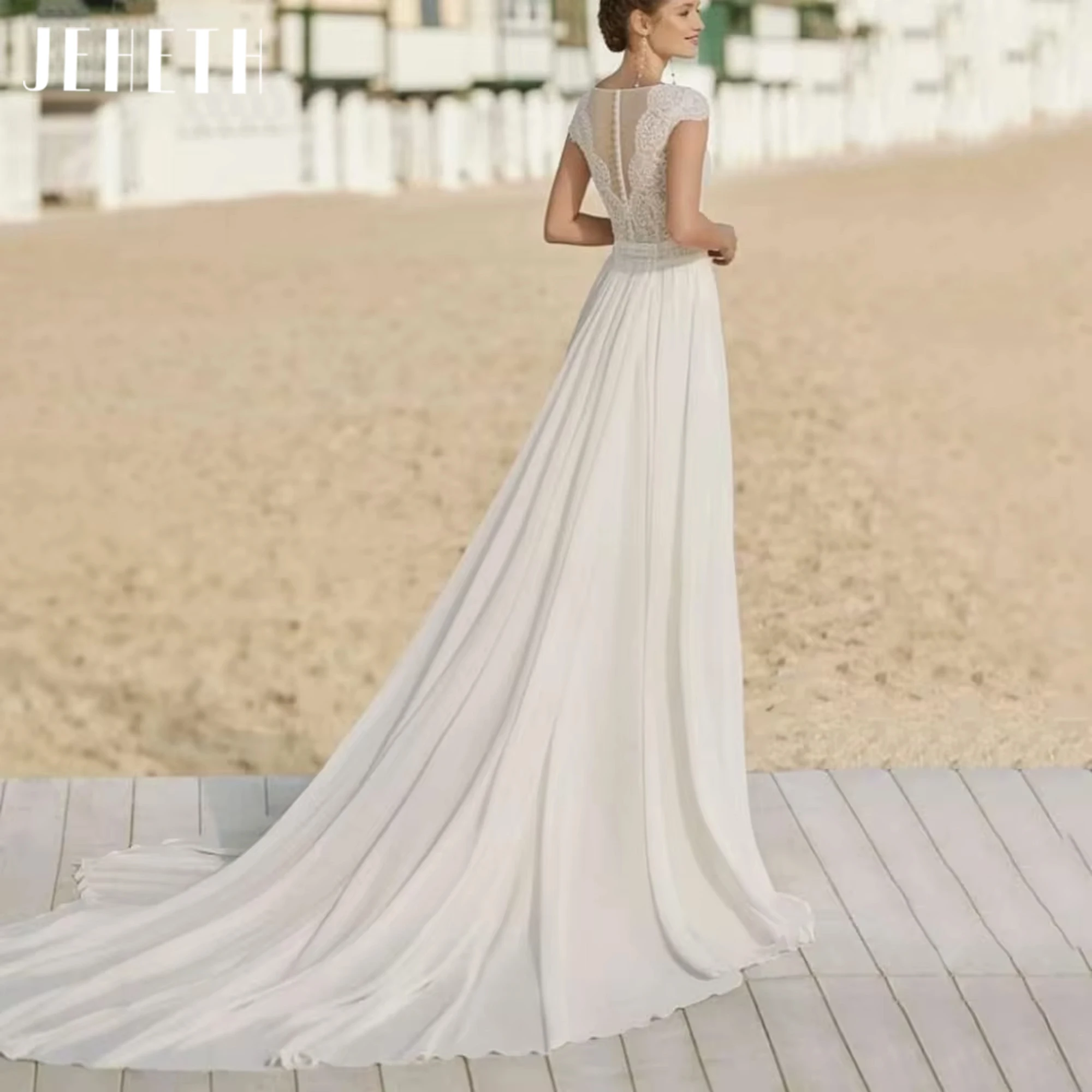 JEHTEH Boho Customized Wedding Dress A-Line Cap Sleeve Bride Dress Lace Scalloped Collar Bridal Gowns Elegant Vestidos De Novia
JEHTEH Boho Customized Wedding Dress A-Line Cap Sleeve Bride Dress Lace Scalloped Collar Bridal Gowns Elegant Vestidos De Novia