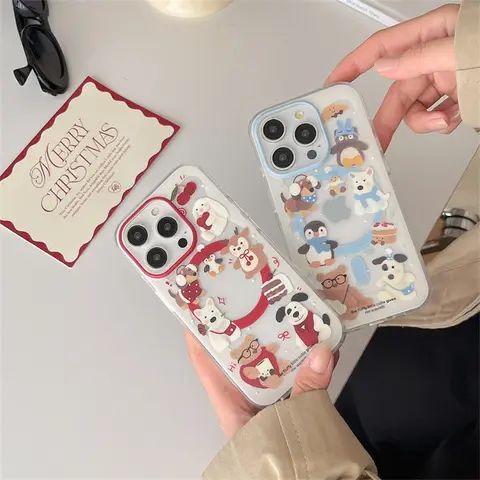 Korea cute penguin puppy rocker Magsafe wireless charging phone case iPhone 16 15 14 13 12 Pro Max magnetic back cover Cherry