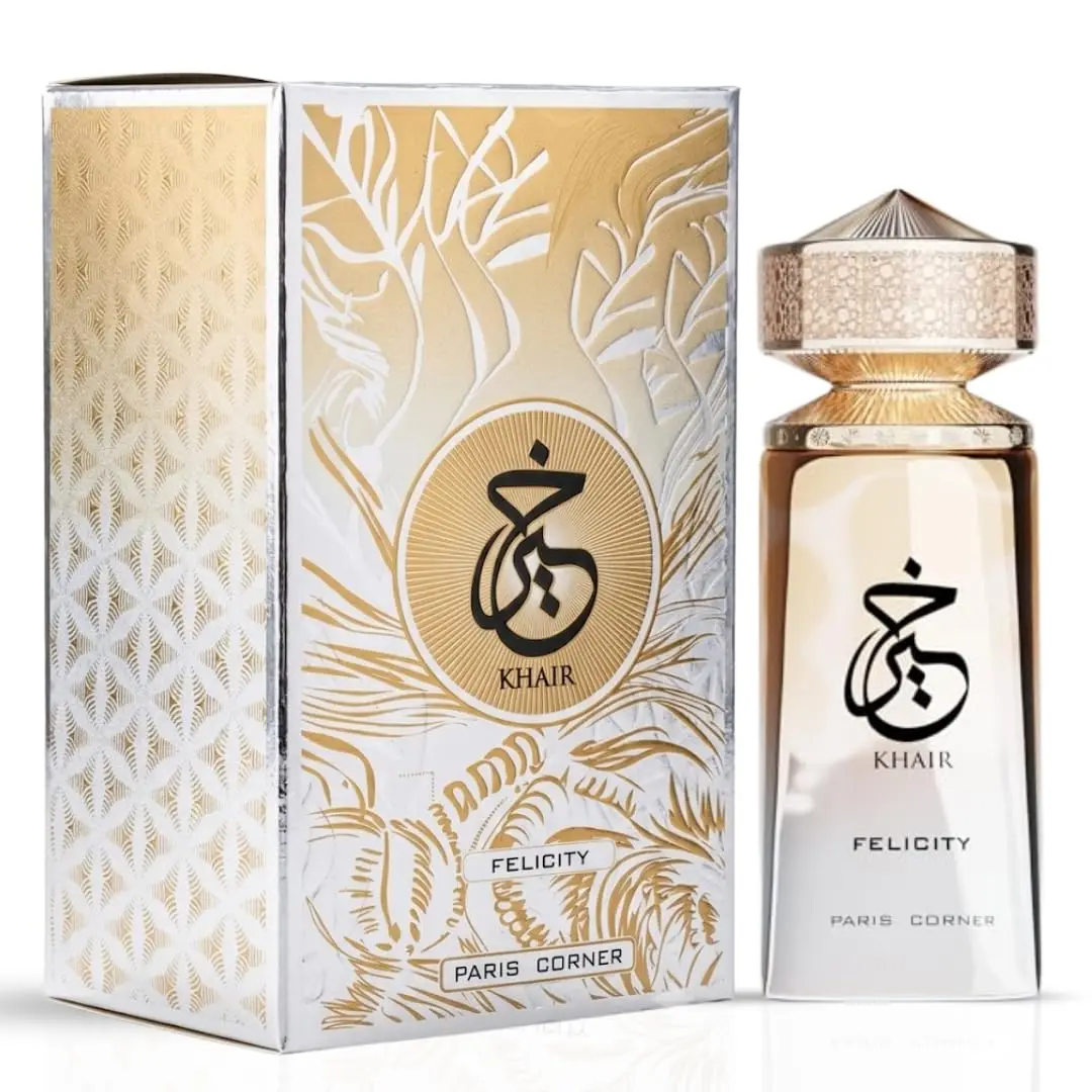 Paris Corner | Khair Felicity Perfume - 3.4 fl oz | Sparkling, Joyful Unisex Perfume with Champagne, Cassis, Rose, Vanilla, Musk
Paris Corner | Khair Felicity Perfume - 3.4 fl oz | Sparkling, Joyful Unisex Perfume with Champagne, Cassis, Rose, Vanilla, Musk