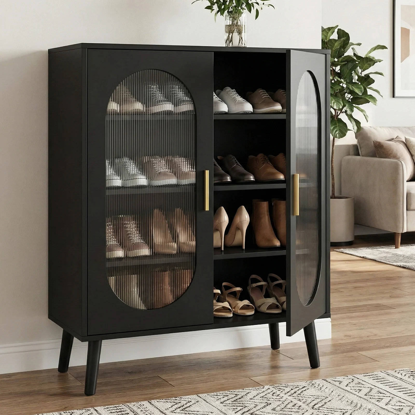 Entry shoe rack, shoe cabinet, shoe storage and organization, 4 layers with USB light strip and 24 adjustable keys, 68*40*83.5 c
Entry shoe rack, shoe cabinet, shoe storage and organization, 4 layers with USB light strip and 24 adjustable keys, 68*40*83.5 c
