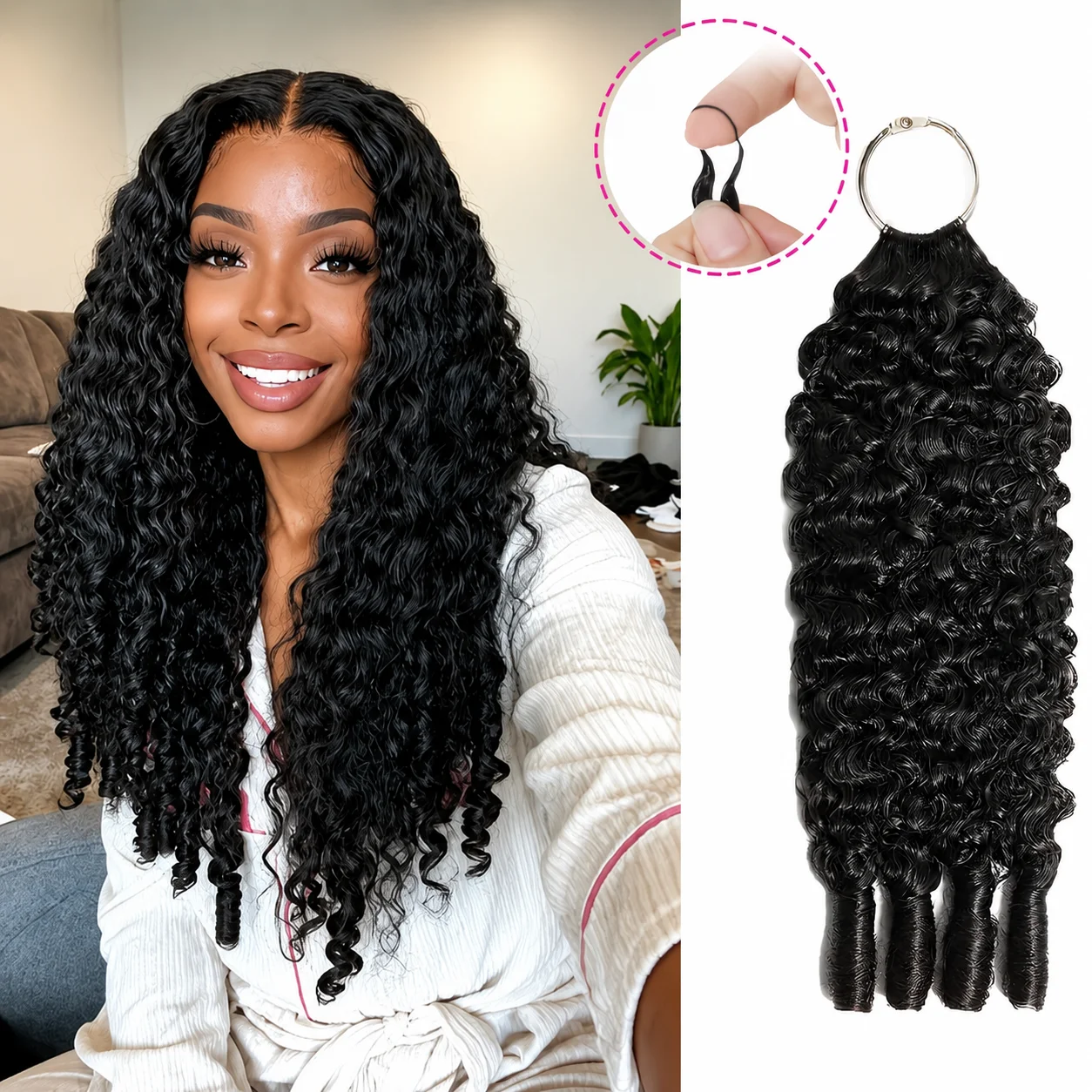 3pcs Burmese Curly Crochet Human Hair 180G Knotless Pre-Separated Feather Crochet Human Hair Reusable Hair Extensions with Spiral End for Women Pre-Looped Bohemian Crochet Braids Braiding Crochet Hair
3pcs Burmese Curly Crochet Human Hair 180G Knotless Pre-Separated Feather Crochet Human Hair Reusable Hair Extensions with Spiral End for Women Pre-Looped Bohemian Crochet Braids Braiding Crochet Hair