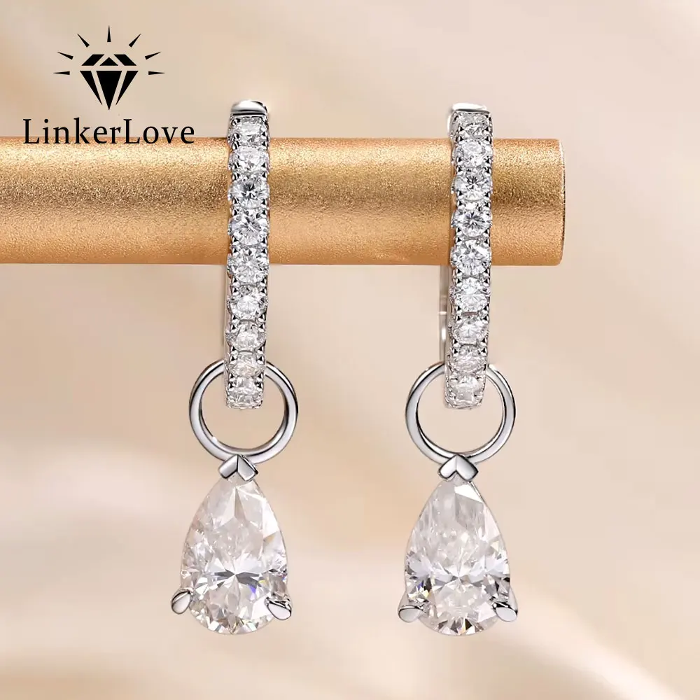 LinkerLove 1ct Teardrop Moissanite Dangle Earrings for Women 925 Silver Pear Cut Diamond Halo Hoop Earrings Wedding Jewelry Gift
LinkerLove 1ct Teardrop Moissanite Dangle Earrings for Women 925 Silver Pear Cut Diamond Halo Hoop Earrings Wedding Jewelry Gift