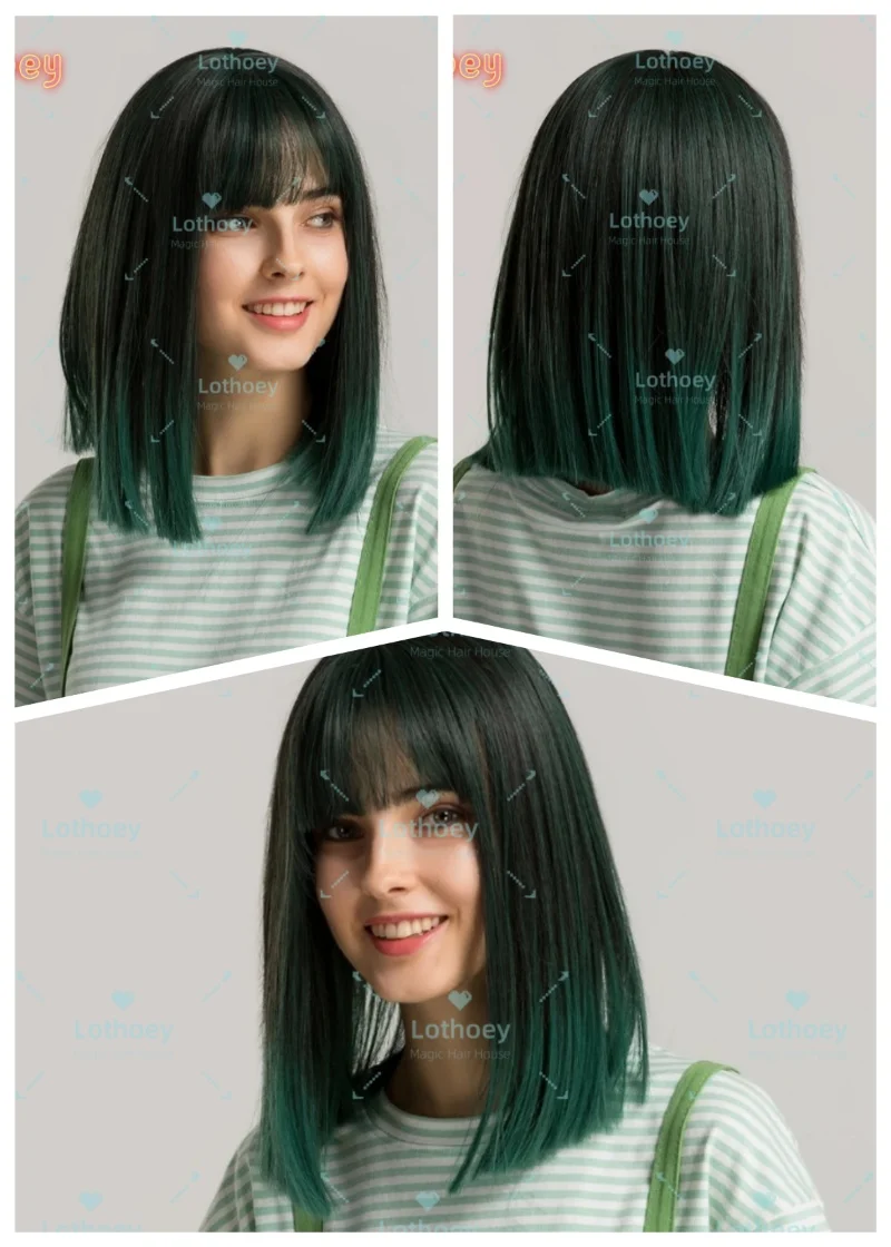 Short bob real hair wig green wig personality fashion popular color Cosplay music festival party bangs wig Sale
Short bob real hair wig green wig personality fashion popular color Cosplay music festival party bangs wig Sale