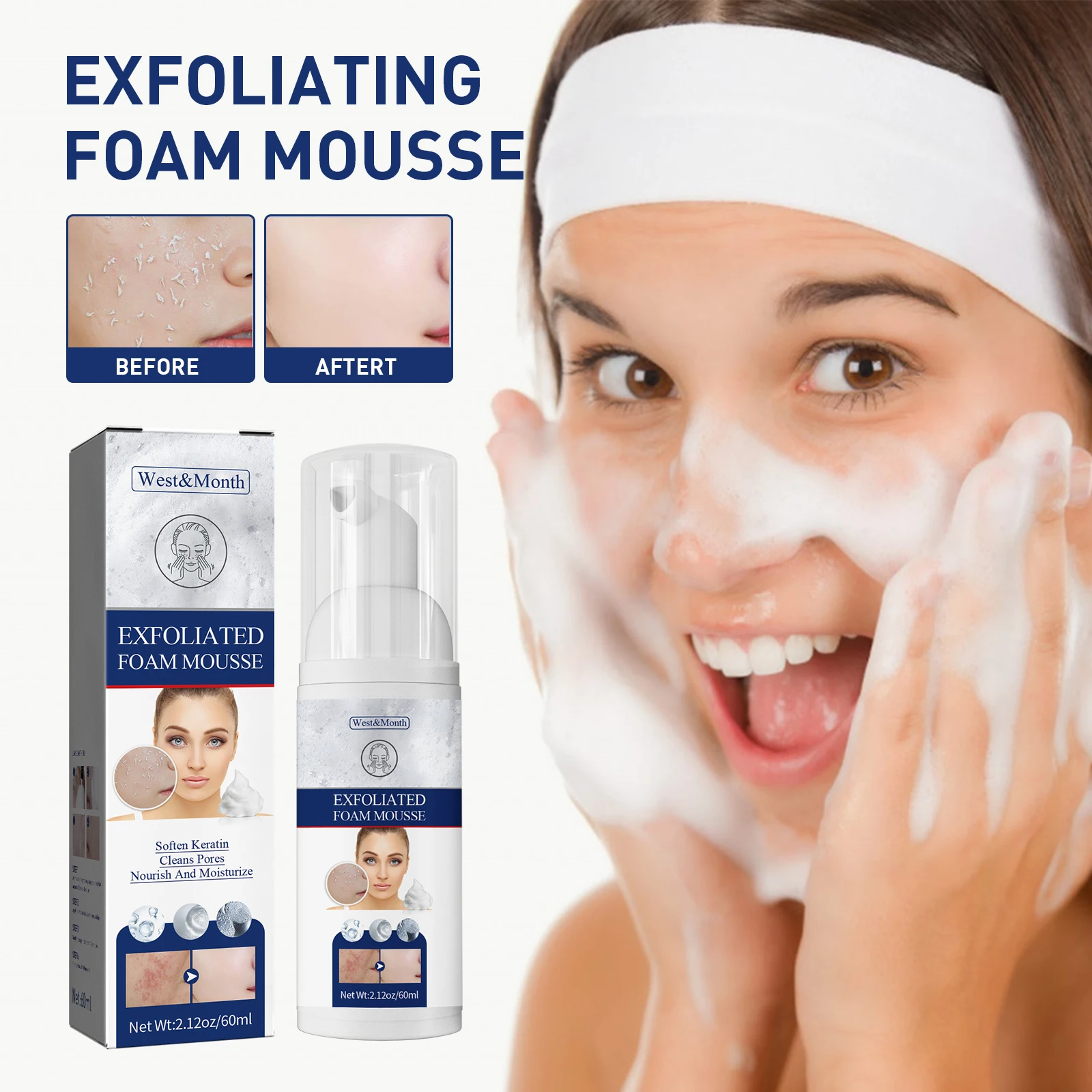 60ml Exfoliating Mousse Purifying Pores Temperate Clean Oil Control Exfoliator Blackhead Dead Skin Convenient Cleansing Foam
60ml Exfoliating Mousse Purifying Pores Temperate Clean Oil Control Exfoliator Blackhead Dead Skin Convenient Cleansing Foam