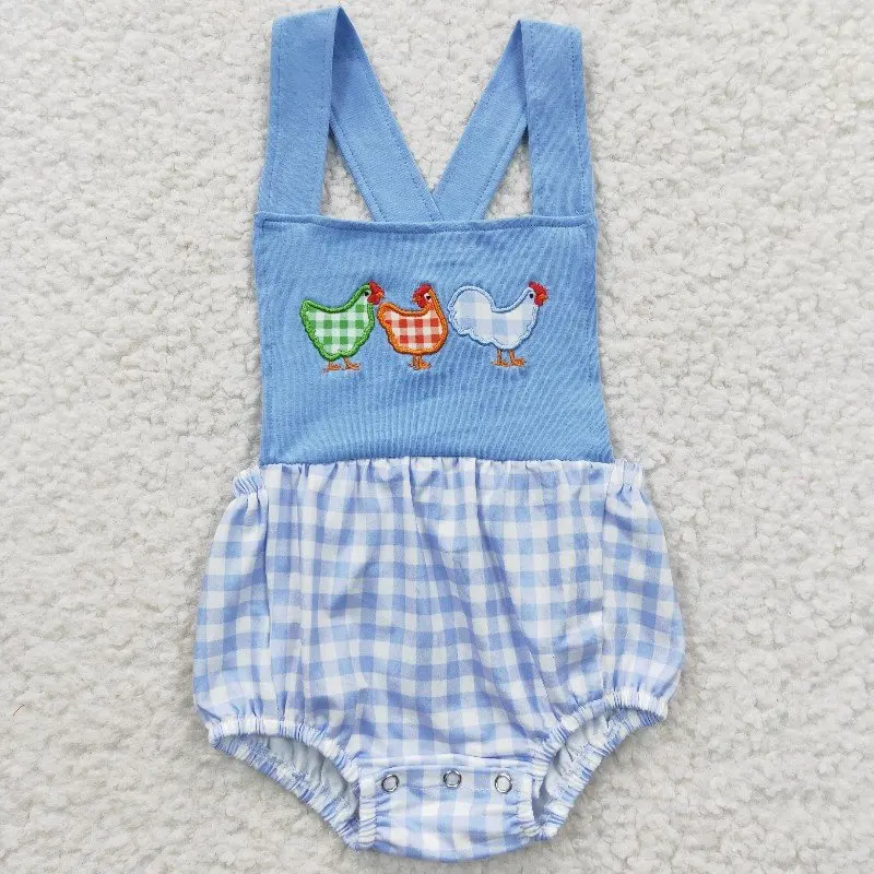 X12.11SR0286 Summer Baby Wholesale Boy Embroidered Rooster Blue Plaid Vest romper
X12.11SR0286 Summer Baby Wholesale Boy Embroidered Rooster Blue Plaid Vest romper