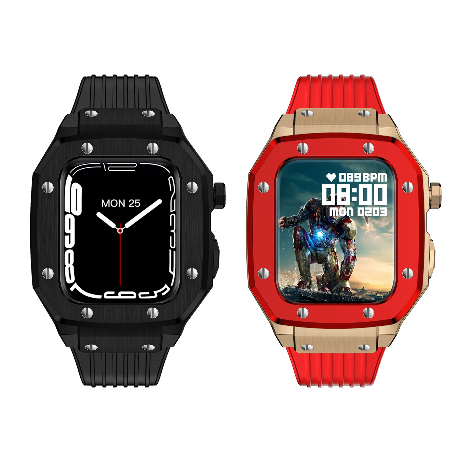 Роскошный модифицированный чехол для Apple Watch Series 7 6 5 4 44 мм 45 мм, мужской прочный Чехол, силиконовый спортивный ремешок для iWatch 6/5/4 SE
Роскошный модифицированный чехол для Apple Watch Series 7 6 5 4 44 мм 45 мм, мужской прочный Чехол, силиконовый спортивный ремешок для iWatch 6/5/4 SE