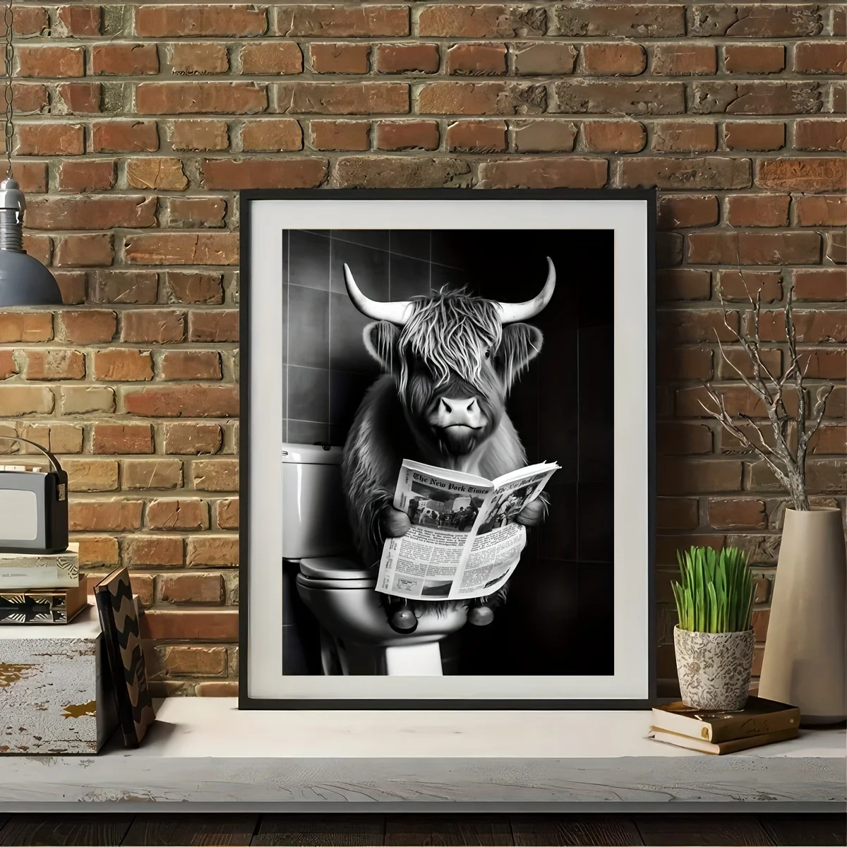 fun Black and White Heights Cow Watch Newspaper Toilet Prints Canvas Wall Art for Office Bedroom Living Room Wall Decor Painting
fun Black and White Heights Cow Watch Newspaper Toilet Prints Canvas Wall Art for Office Bedroom Living Room Wall Decor Painting