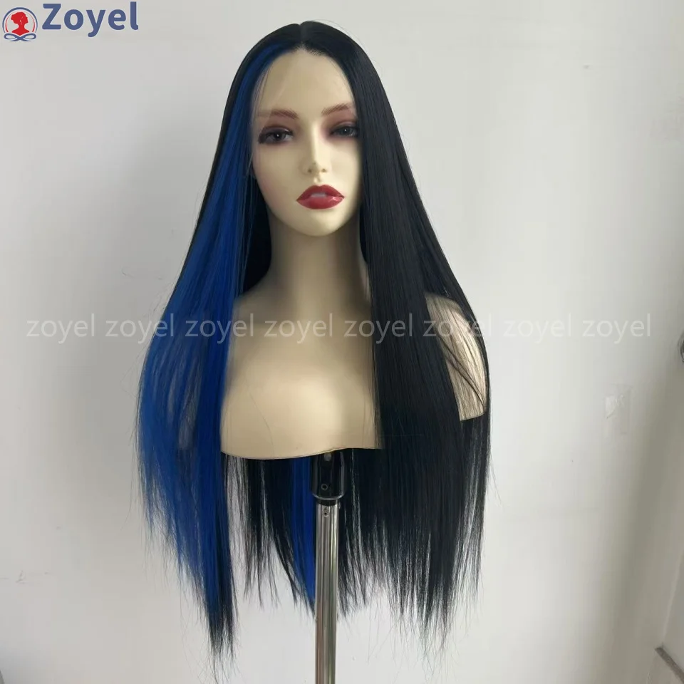 26Inch Black Blue Interleaved Lace Front Synthetic Hair Wig Women's Middle Part Long Straight Heat Resistant Fiber Wig lace wigs
26Inch Black Blue Interleaved Lace Front Synthetic Hair Wig Women's Middle Part Long Straight Heat Resistant Fiber Wig lace wigs