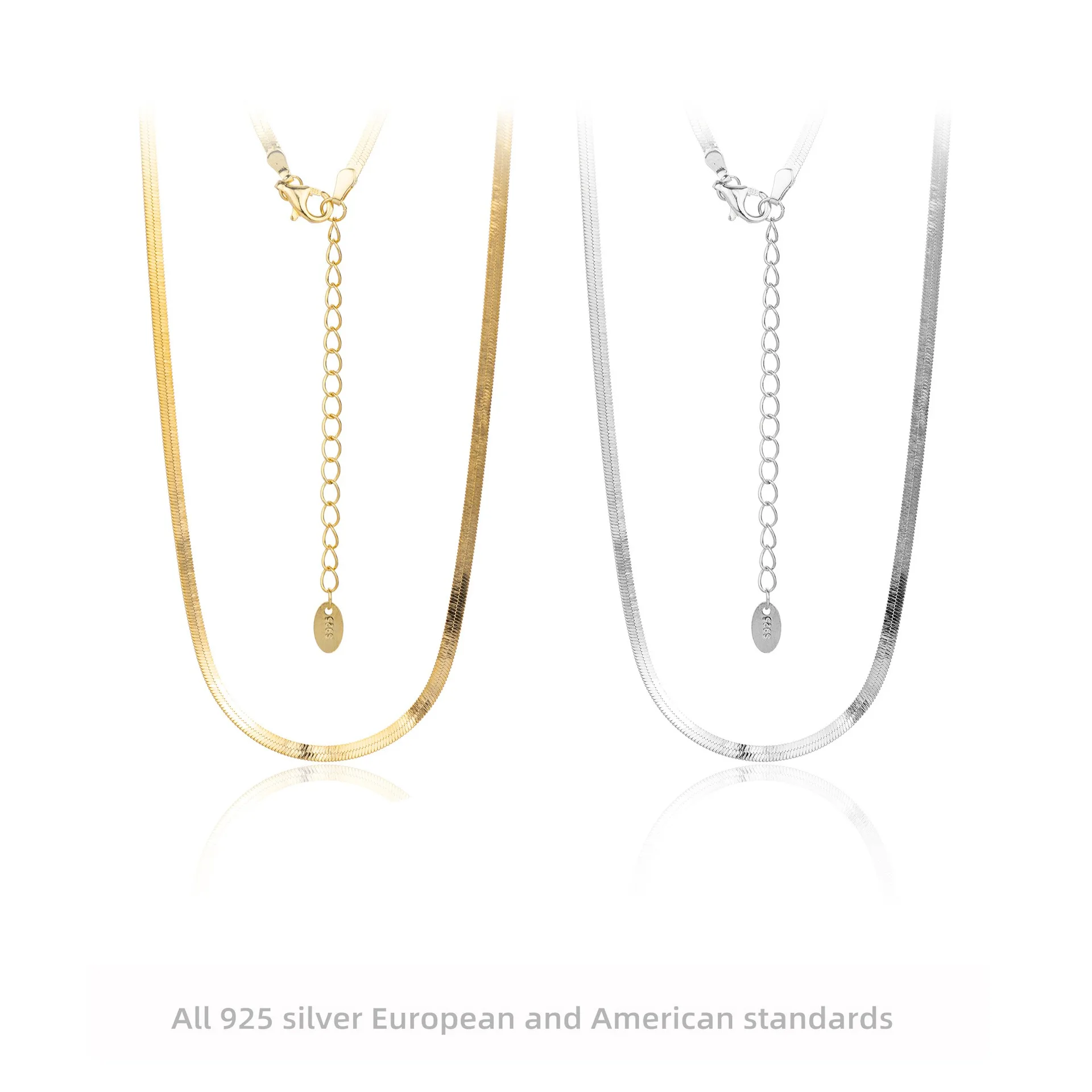 S925 Sterling Silver Flat Snake Chain Necklace Minimalist Luxury Jewelry for Women Dainty Elegant Everyday Gift
S925 Sterling Silver Flat Snake Chain Necklace Minimalist Luxury Jewelry for Women Dainty Elegant Everyday Gift