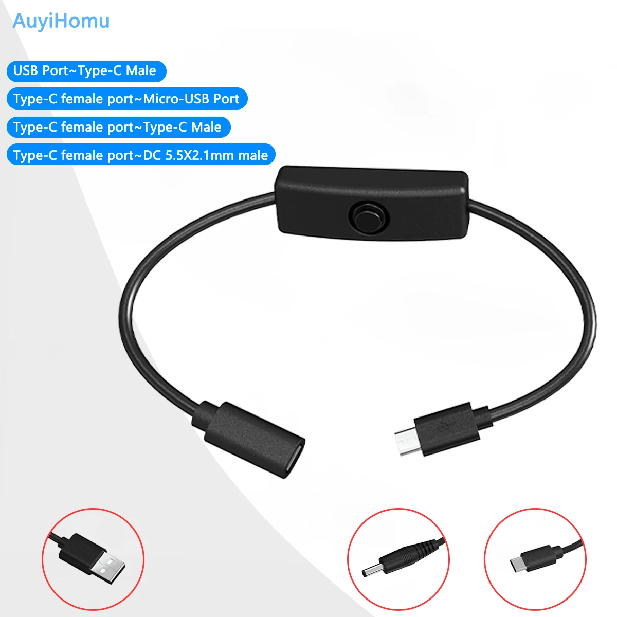 Кабель с выключателем типа C: разъем USB-C (мужской), разъем C (женский), разъем Micro-USB, удлинительный кабель питания DC 5.5x2.1 мм — подходит для ноутбуков, вентиляторов и т.д. — 5В.
Кабель с выключателем типа C: разъем USB-C (мужской), разъем C (женский), разъем Micro-USB, удлинительный кабель питания DC 5.5x2.1 мм — подходит для ноутбуков, вентиляторов и т.д. — 5В.