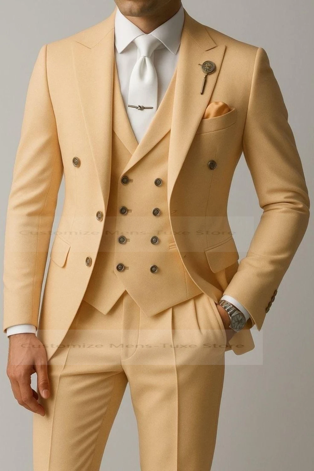 New Formal Occasion Champagne Business Men Suit Groom Groomsman Wedding Party Prom Male Tuxedos 3 Piece Set Blazer Vest Pants
New Formal Occasion Champagne Business Men Suit Groom Groomsman Wedding Party Prom Male Tuxedos 3 Piece Set Blazer Vest Pants