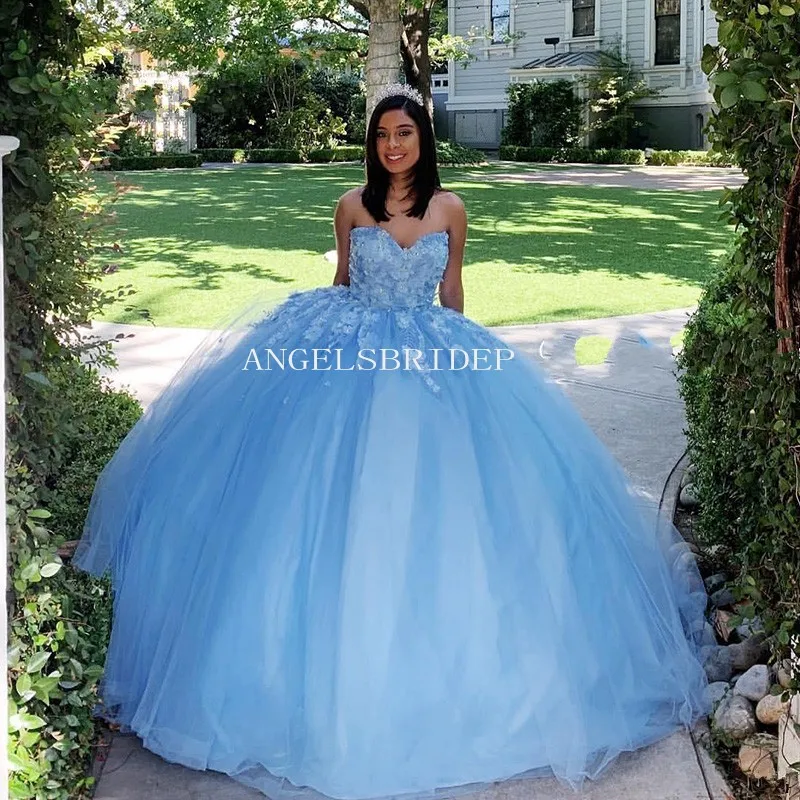 Angelsbridep Sky Blue Ball Gown Quinceanera Dress Sleeveless Appliques Lace Up Back Princess Sweet 16 Vestidos De 15 Años
Angelsbridep Sky Blue Ball Gown Quinceanera Dress Sleeveless Appliques Lace Up Back Princess Sweet 16 Vestidos De 15 Años