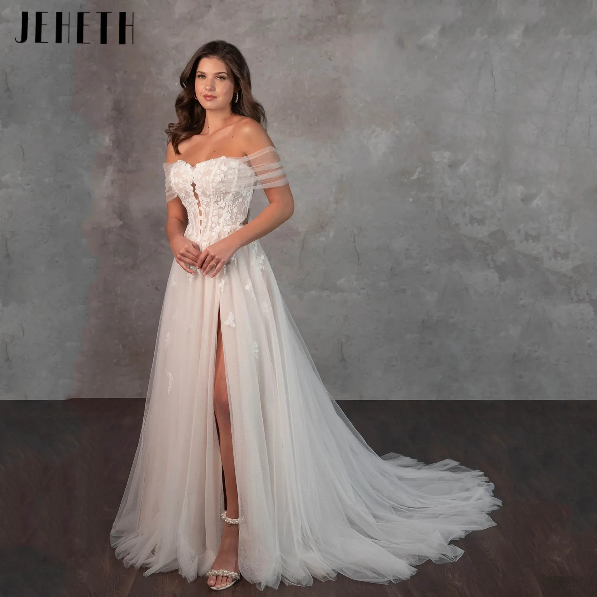 JEHETH Elegent Wedding Dresses Sweetheart A-line Slit Gowns For Bride Backless Tulle Appliques vestidos de novia 2025 Customized
JEHETH Elegent Wedding Dresses Sweetheart A-line Slit Gowns For Bride Backless Tulle Appliques vestidos de novia 2025 Customized