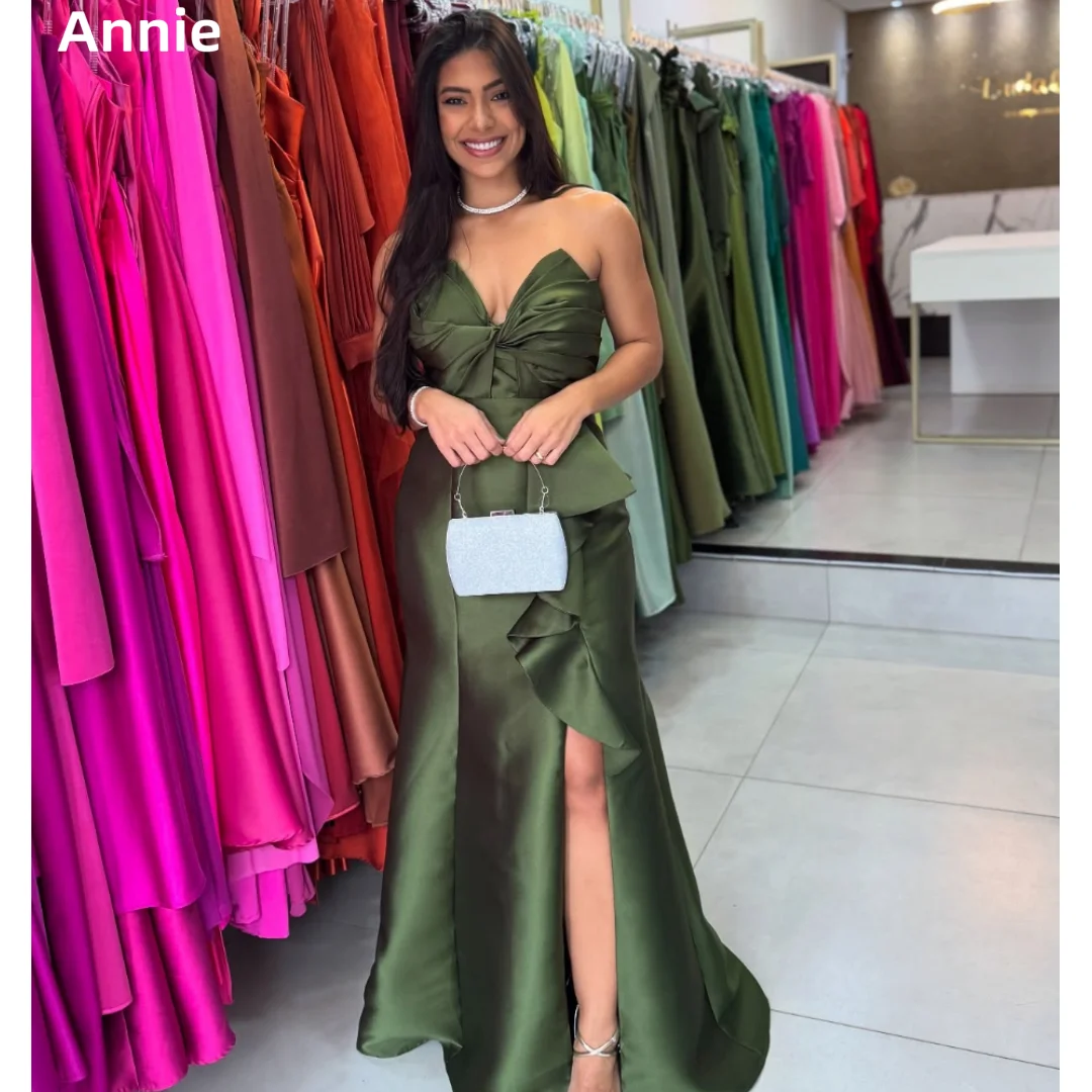 Annie Ruffled Ruffles Prom Dresses Green Satin Evening Dresses Off-shoulder Side Slits Elegant Lady Party Dresses فساتين سهرة
Annie Ruffled Ruffles Prom Dresses Green Satin Evening Dresses Off-shoulder Side Slits Elegant Lady Party Dresses فساتين سهرة