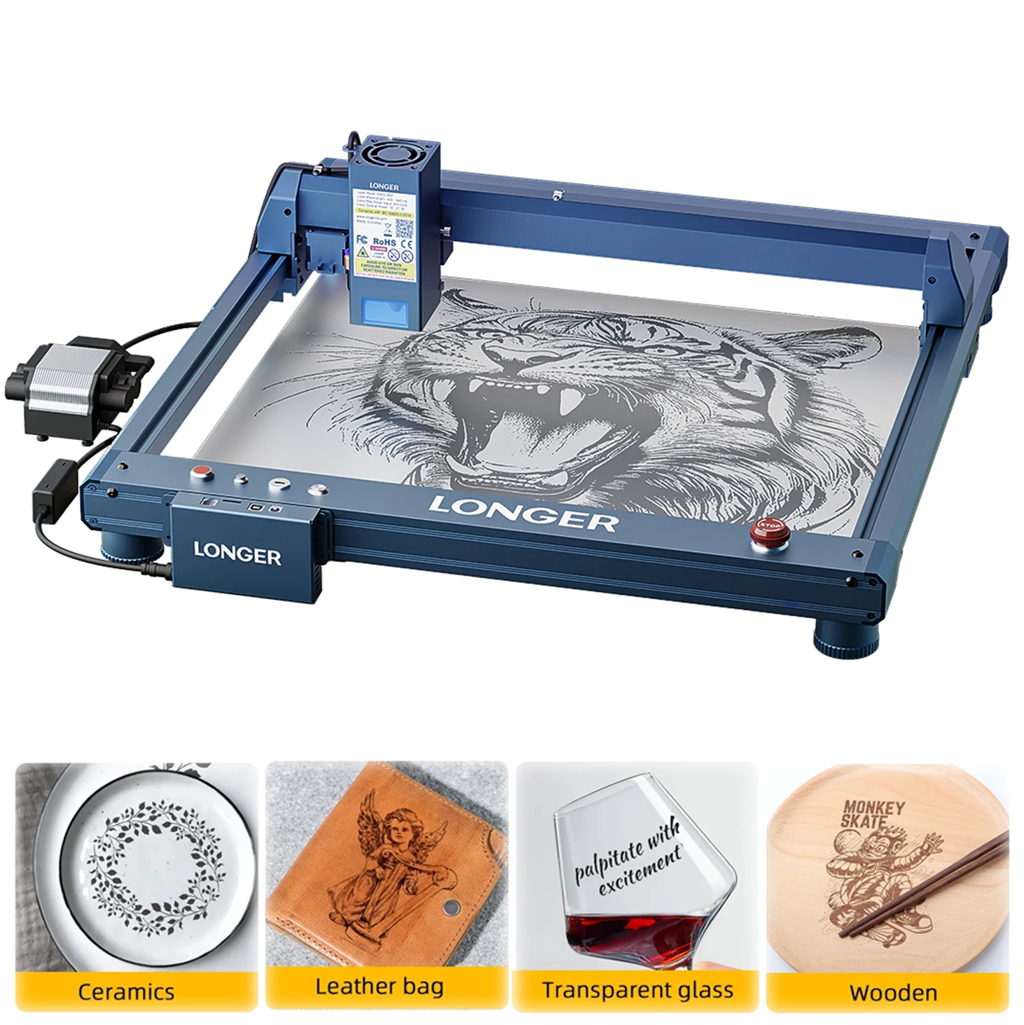 LONGER B1 30W Laser Cutter Engraver 450x440mm High Precision 36000mm/min WiFi Air Assist LightBurn LaserGRBL CNC Laser Cutting Engraving Machine for Wood Acrylic Metal
LONGER B1 30W Laser Cutter Engraver 450x440mm High Precision 36000mm/min WiFi Air Assist LightBurn LaserGRBL CNC Laser Cutting Engraving Machine for Wood Acrylic Metal