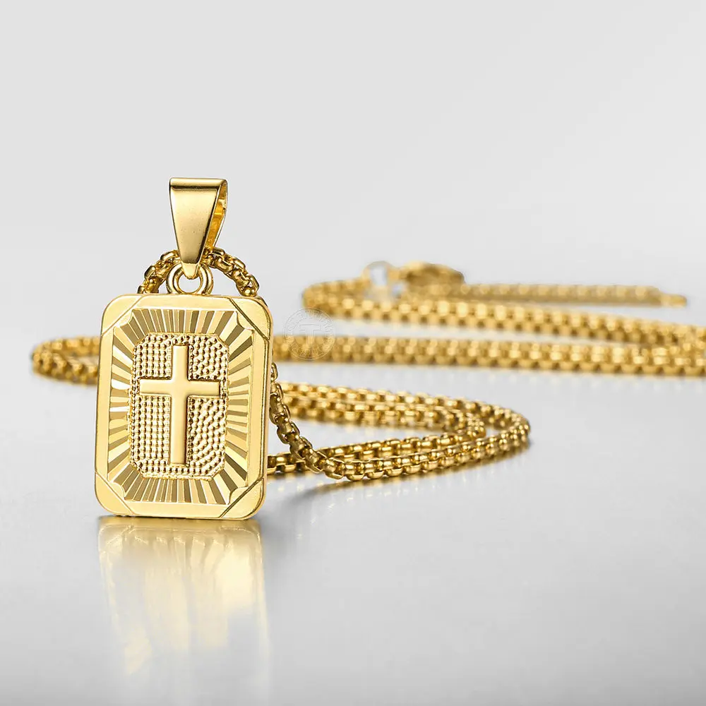 New Pendant Necklace for Men Women Square Christian Cross Jesus Crucifix Charm Gold Color Stainless Steel Box Chain Jewelry
New Pendant Necklace for Men Women Square Christian Cross Jesus Crucifix Charm Gold Color Stainless Steel Box Chain Jewelry