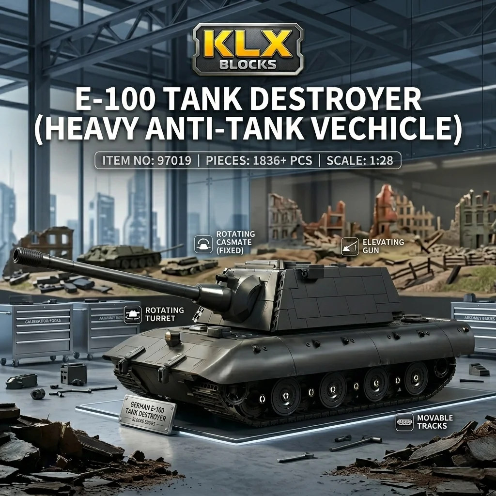 DIY German E-100 Tank Destroyer Building Blocks 1836PCS MOC WWII Heavy Panzer Bricks Model Construction Toy For Adults Men Gift
DIY German E-100 Tank Destroyer Building Blocks 1836PCS MOC WWII Heavy Panzer Bricks Model Construction Toy For Adults Men Gift