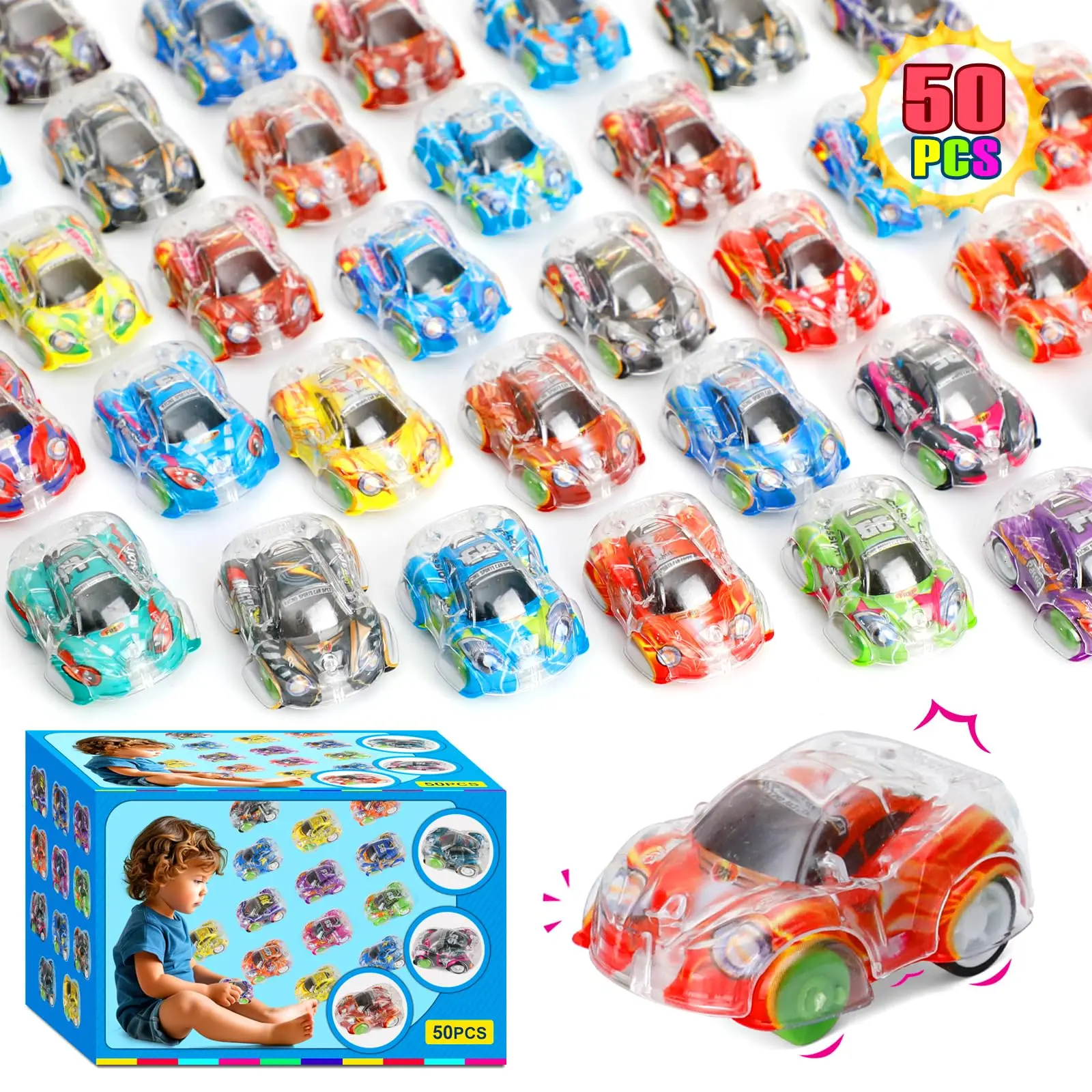 50 Pcs Mini Pull Back Cars, Small Race Car Toys Bulk Party Favors for Kids 4-8 8-12 Treasure Box Toys for Classroom Prizes Pina
50 Pcs Mini Pull Back Cars, Small Race Car Toys Bulk Party Favors for Kids 4-8 8-12 Treasure Box Toys for Classroom Prizes Pina