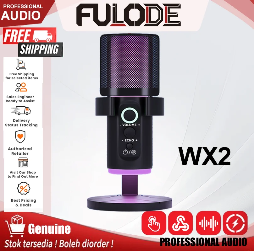 Микрофон FULUODE WX2 для прямой трансляции с шумоподавлением, интерфейс USB, совместим с компьютерами, мобильными телефонами и игровыми приставками.
Микрофон FULUODE WX2 для прямой трансляции с шумоподавлением, интерфейс USB, совместим с компьютерами, мобильными телефонами и игровыми приставками.