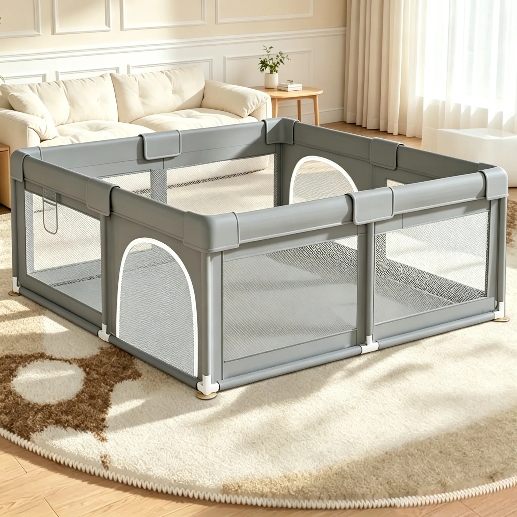 Large Baby Playpen for Babies and Toddlers, Safety Play Yard Indoor Outdoor, Sturdy ToddlerActivity Center with Soft Breathable Mesh & Anti-Slip Base
Large Baby Playpen for Babies and Toddlers, Safety Play Yard Indoor Outdoor, Sturdy ToddlerActivity Center with Soft Breathable Mesh & Anti-Slip Base