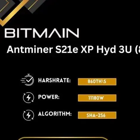 Новинка в наличии Bitmain Antminer S21e XP Hyd 3U 860Th/s
Новинка в наличии Bitmain Antminer S21e XP Hyd 3U 860Th/s